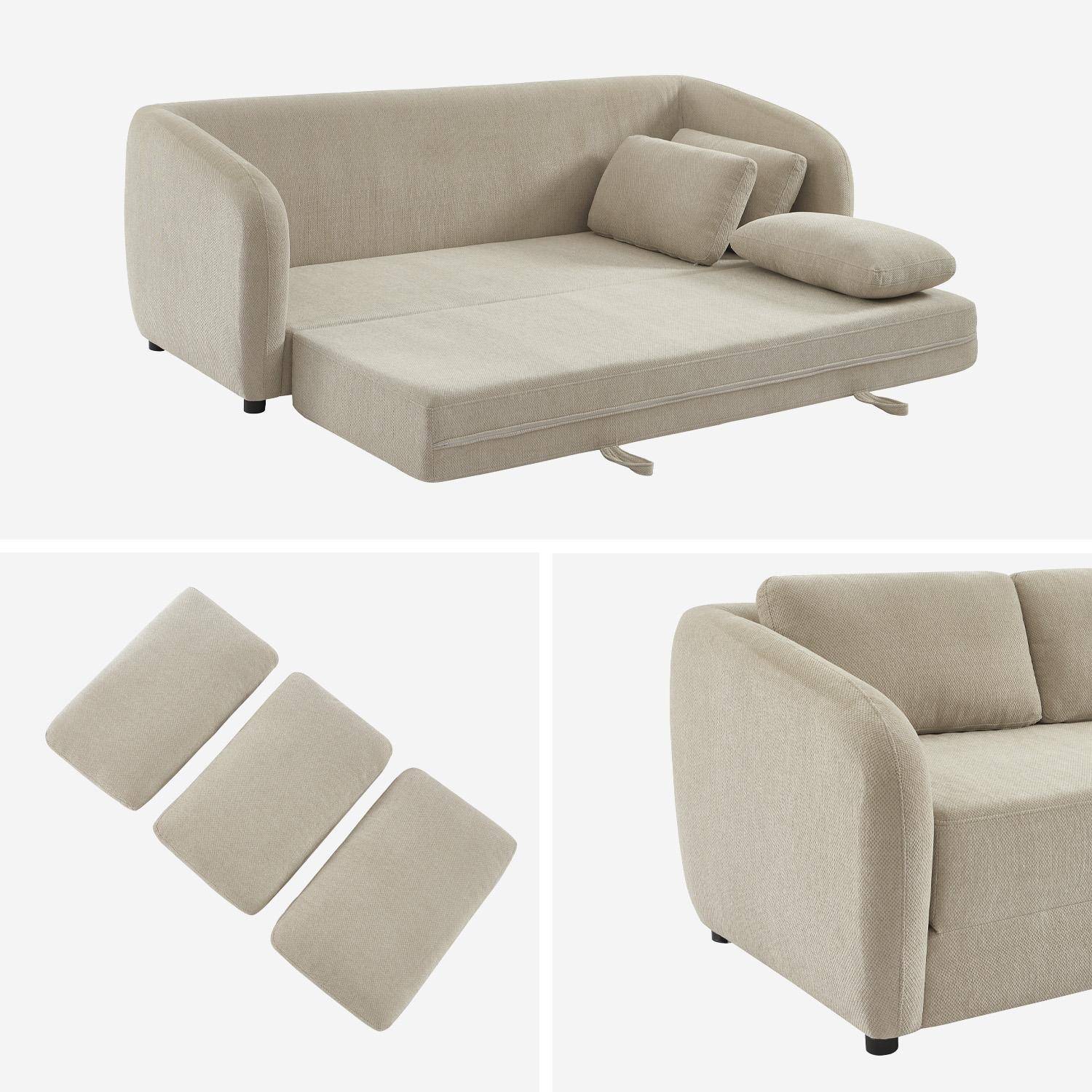 Sofá-cama conversível tecido chenille, 3 lugares, Twist, Cinza Claro, 220x95x76 cm,sweeek,Photo4