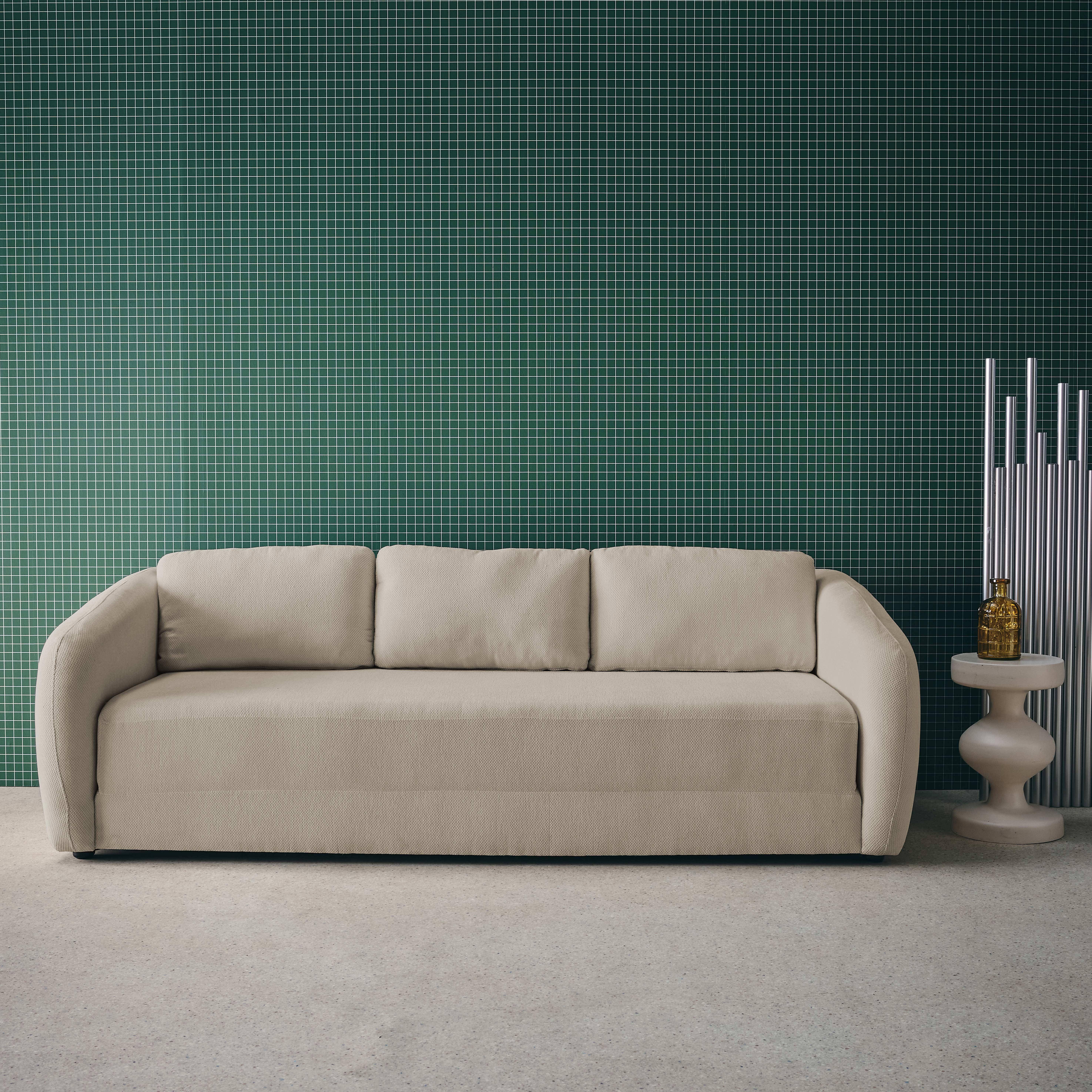 Slaapzetel 3 zitplaatsen chenille stof lichtgrijs L 220 x D 95 x H 76cm - Twist,sweeek,Photo1