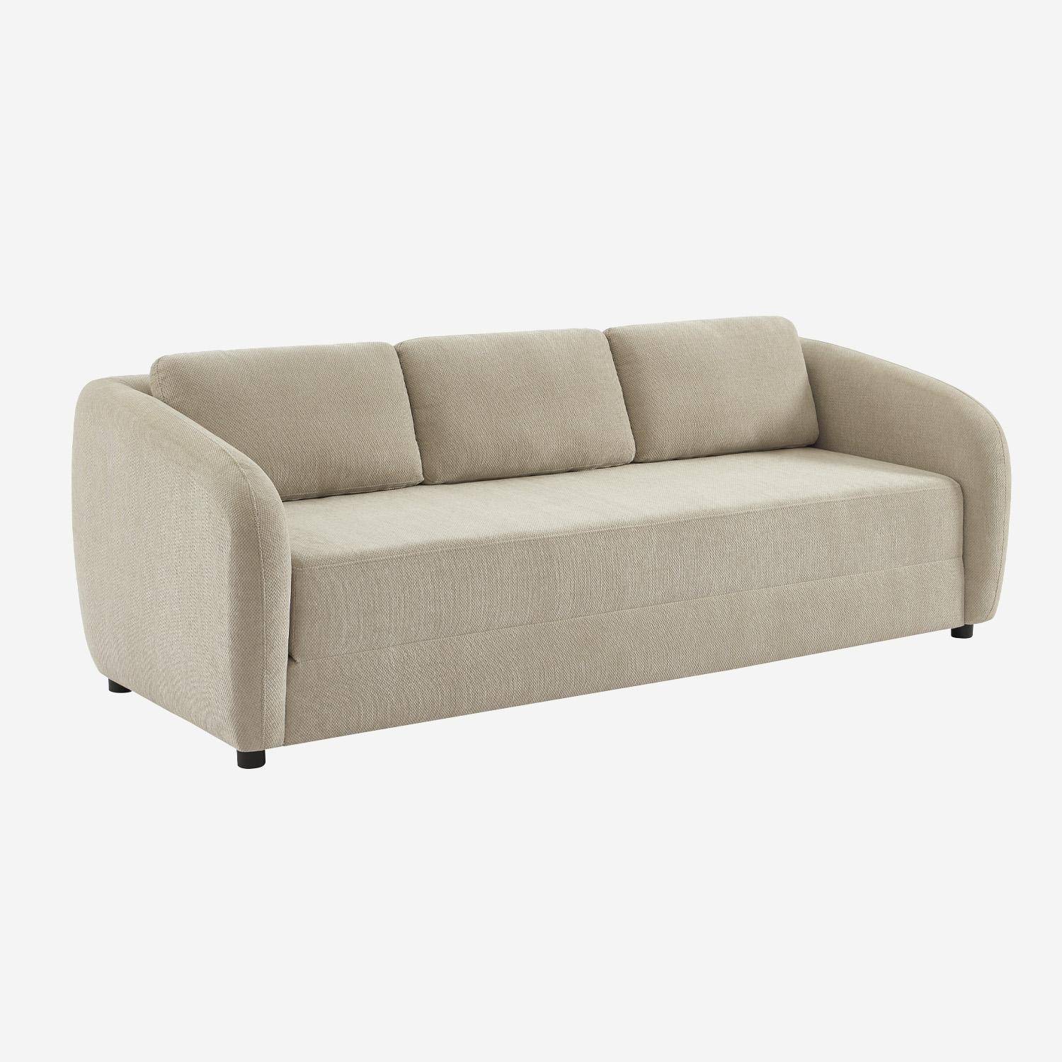 Sofá-cama conversível tecido chenille, 3 lugares, Twist, Cinza Claro, 220x95x76 cm,sweeek,Photo1