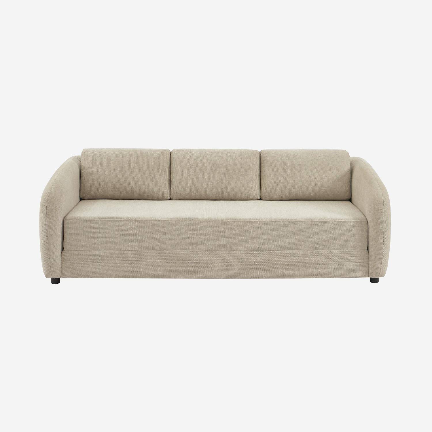 Sofá-cama conversível tecido chenille, 3 lugares, Twist, Cinza Claro, 220x95x76 cm,sweeek,Photo2