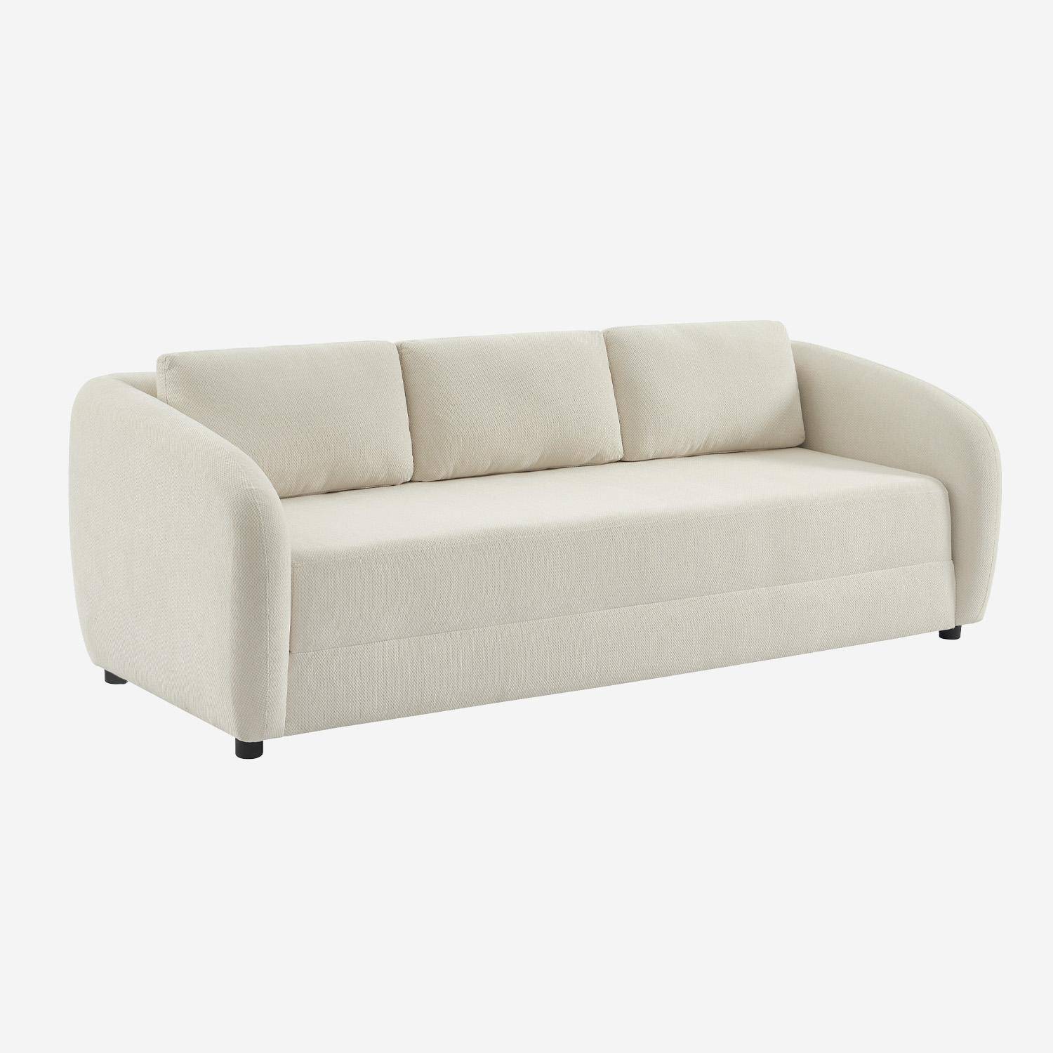 Canapé convertible 3 places tissu chenille blanc - L 220 x P 95 x H 76cm - Twist,sweeek,Photo9