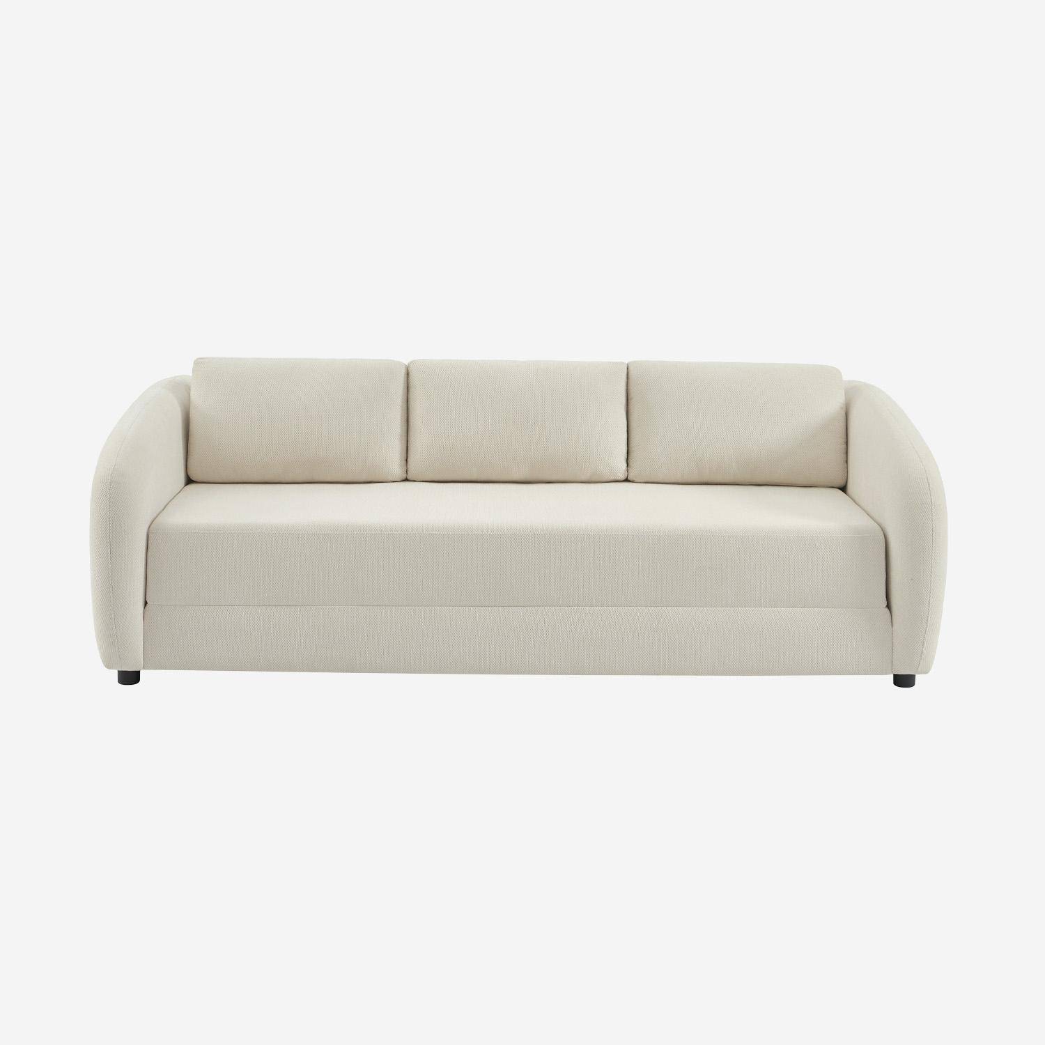 Sofá-cama conversível tecido chenille, 3 lugares, Twist, Branco, 220x95x76 cm Photo2