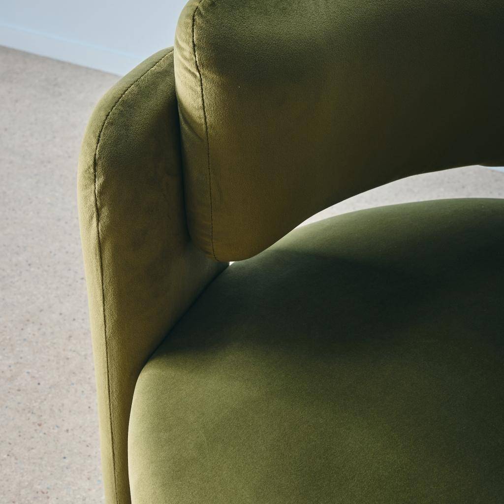 Driepoot fauteuil in fluweel groen L 92 x B 86 x H 71,5cm - Mellow,sweeek,Photo4