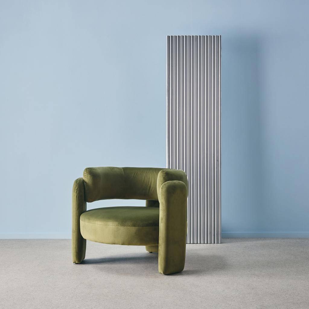 Driepoot fauteuil in fluweel groen L 92 x B 86 x H 71,5cm - Mellow Photo2