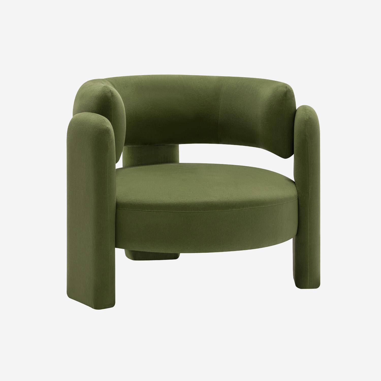 Driepoot fauteuil in fluweel groen L 92 x B 86 x H 71,5cm - Mellow Photo6