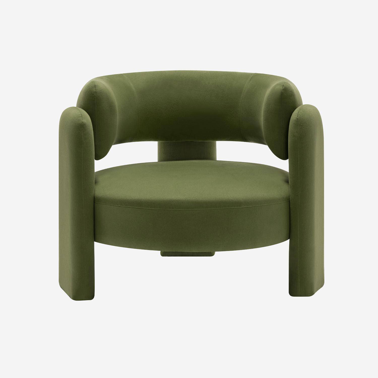 Poltrona tripode in velluto, Mellow, Verde, 92x86x71.5 cm Photo2