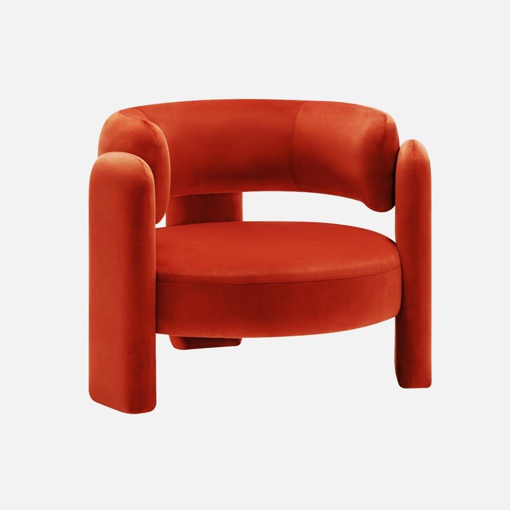 Fauteuil tripode en velours orange