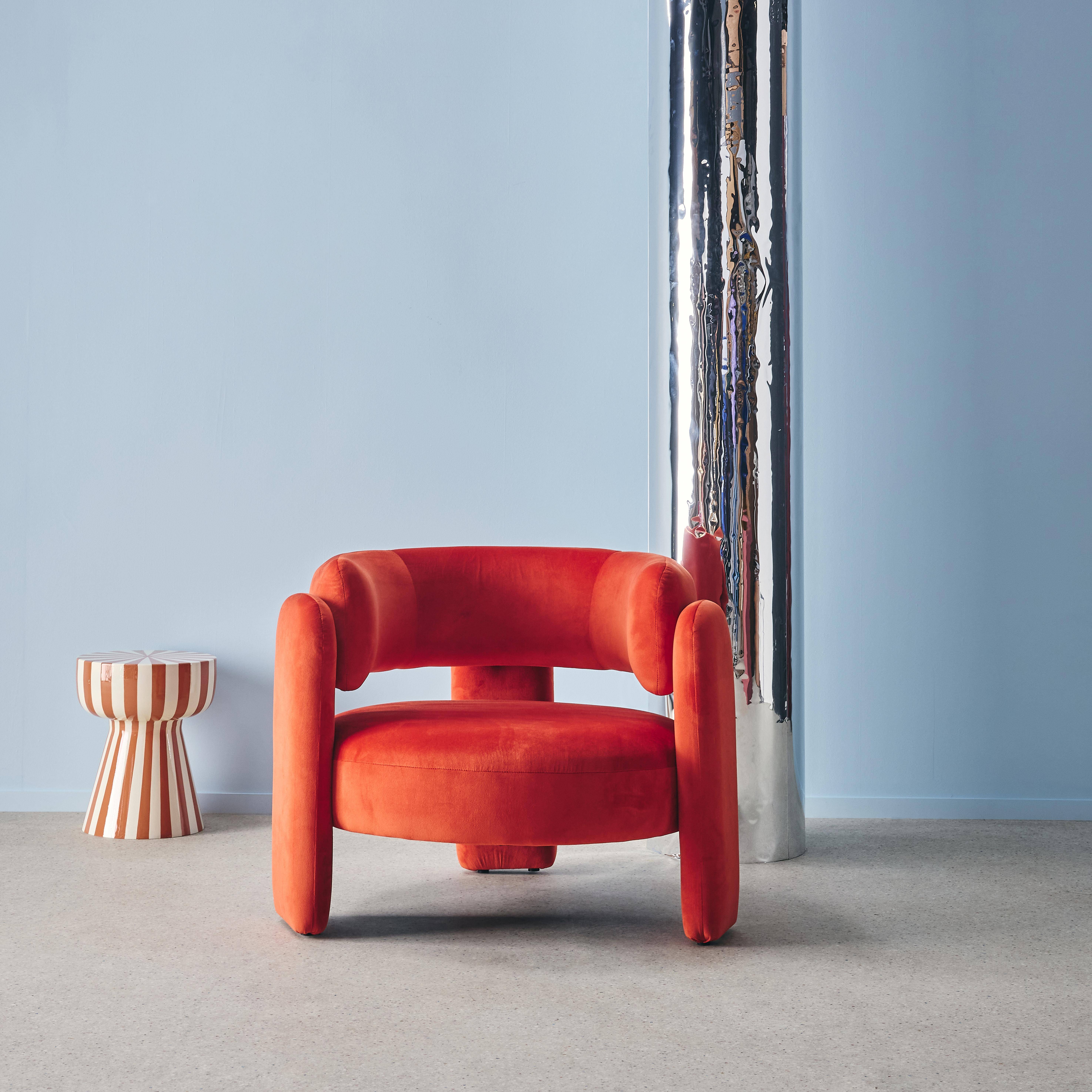 Driepoot fauteuil met fluweel oranje L 92 x B 86 x H 71,5cm - Mellow,sweeek,Photo1