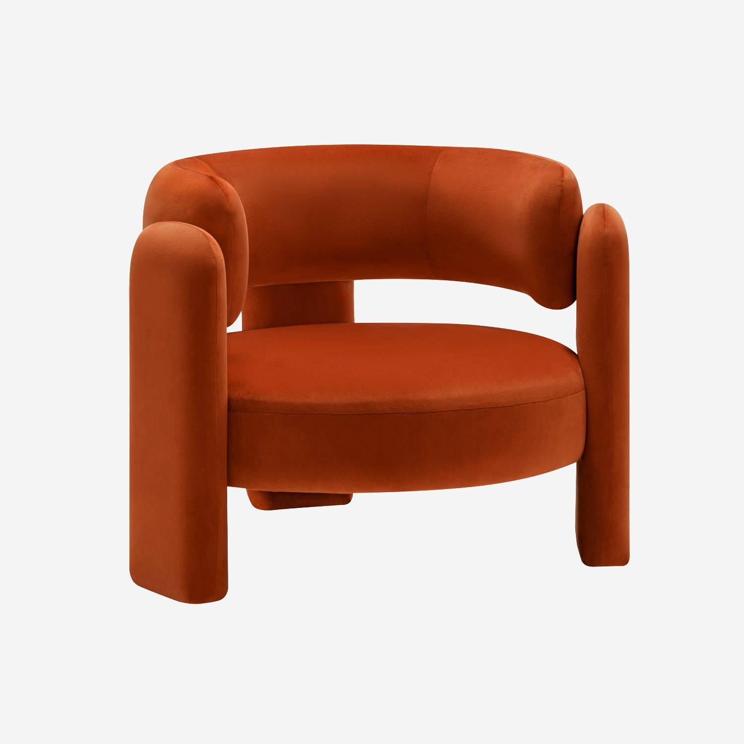Poltrona tripode in velluto, Mellow, Arancione, 92x86x71.5 cm Photo1