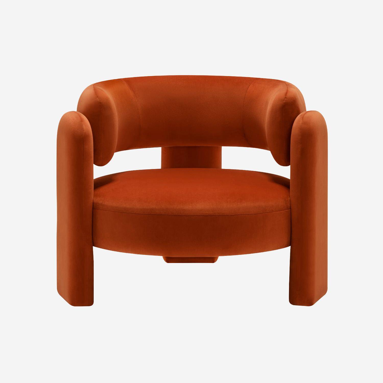Poltrona tripode in velluto, Mellow, Arancione, 92x86x71.5 cm,sweeek,Photo2