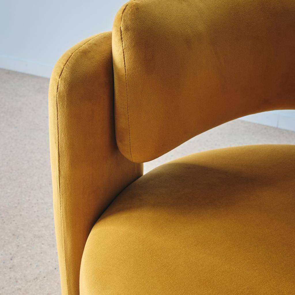 Driepoot fauteuil in fluweel mosterdgeel L 92 x B 86 x H 71,5cm - Mellow Photo4