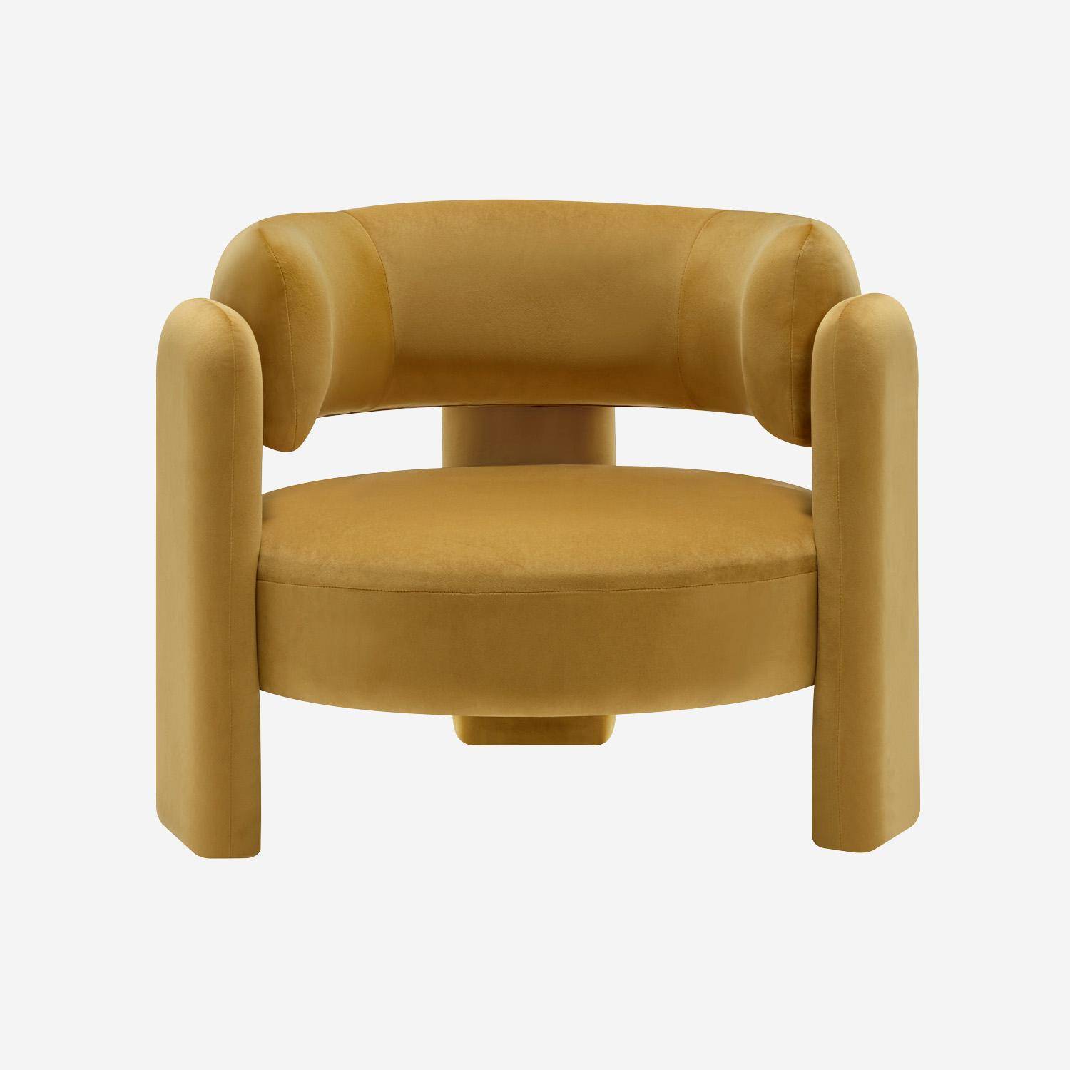 Poltrona tripode in velluto, Mellow, Mostarda, 92x86x71.5 cm Photo2