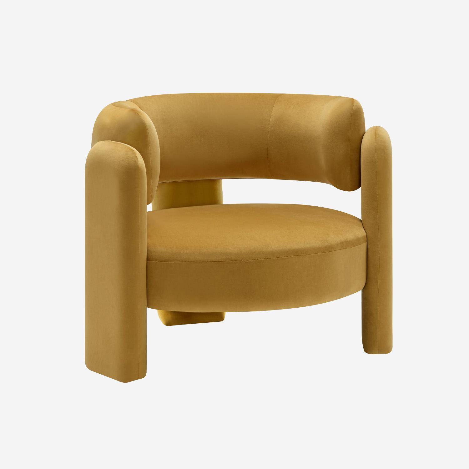 Driepoot fauteuil met fluweel mosterdgeel L 92 x B 86 x H 71,5cm - Mellow,sweeek,Photo6