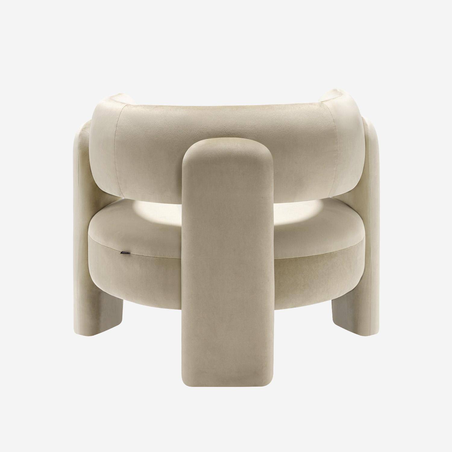 Poltrona tripode in velluto, Mellow, Beige, 92x86x71.5 cm Photo3