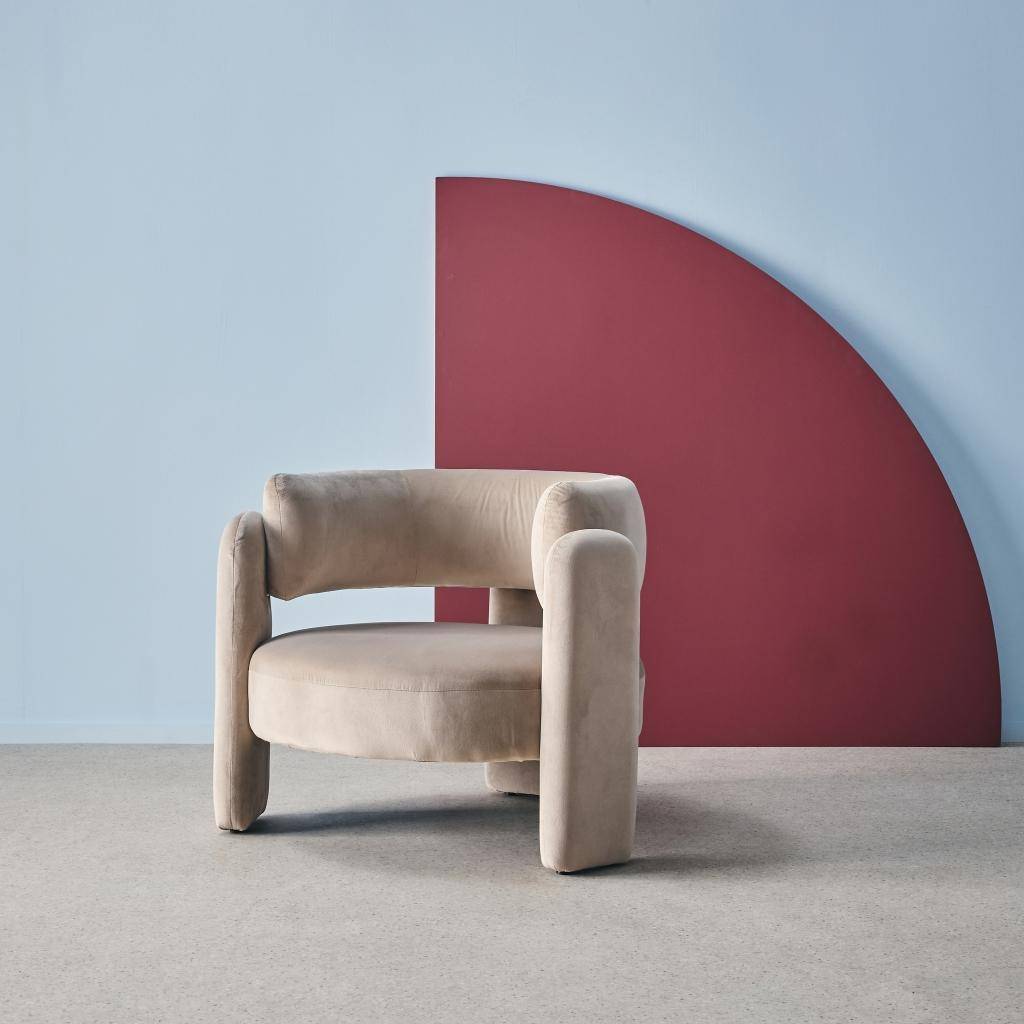 Driepoot fauteuil in fluweel beige L 92 x B 86 x H 71,5cm - Mellow,sweeek,Photo2