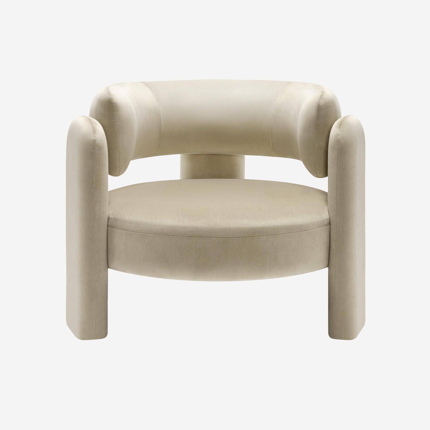 Poltrona tripode in velluto, Mellow, Beige, 92x86x71.5 cm Photo2