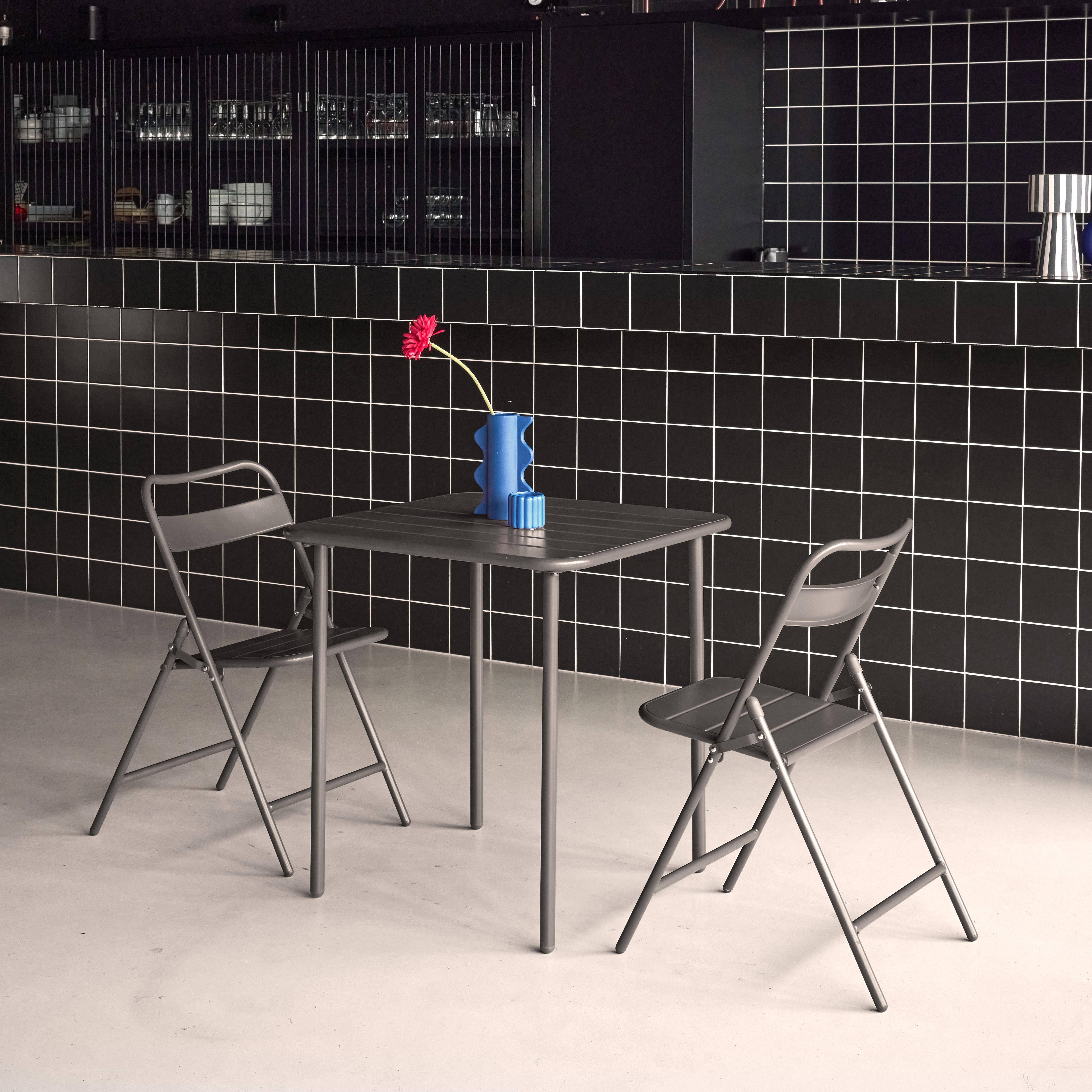 Set tavolo da giardino in metallo con 2 sedie Antracite - 70x70x72.5 cm Photo2