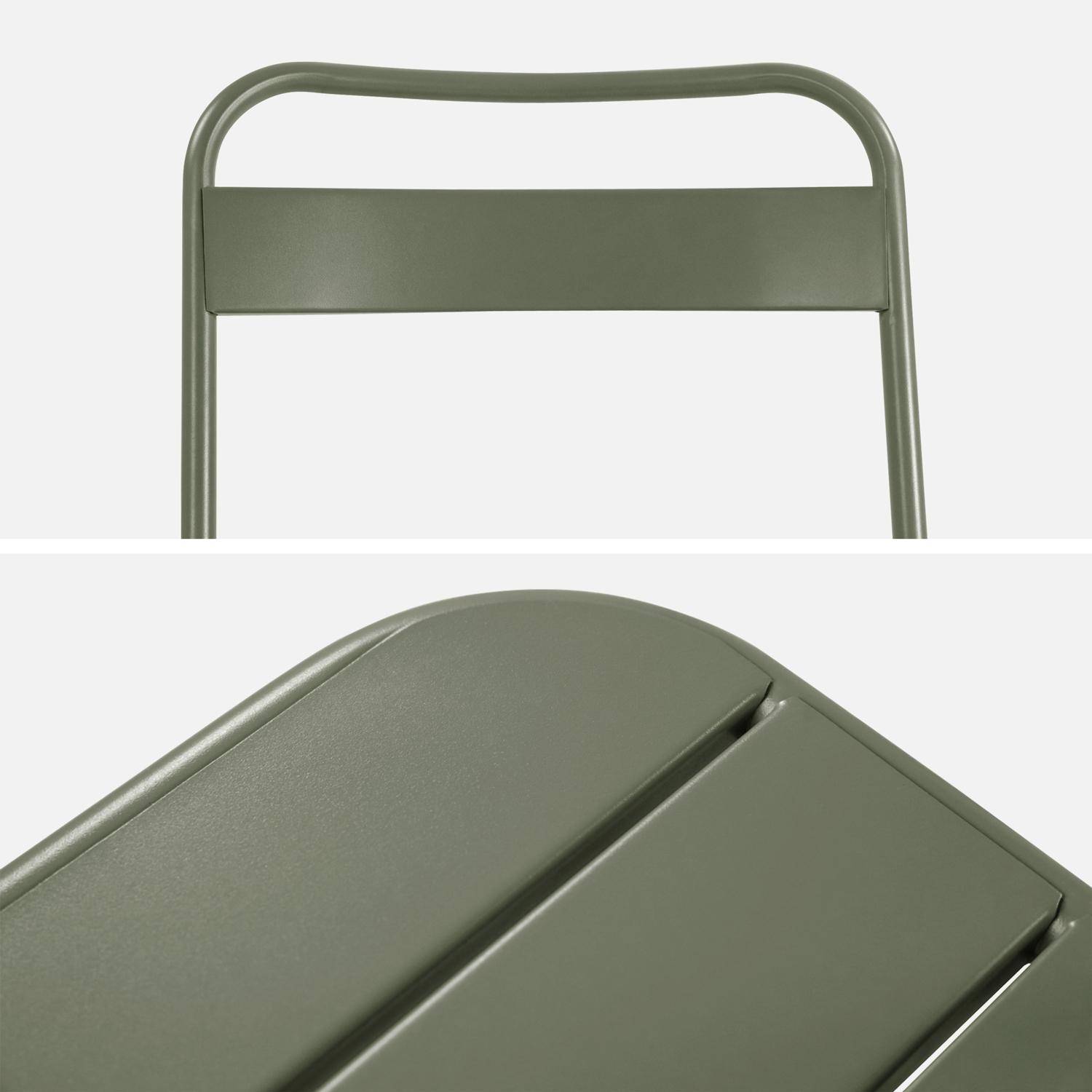 Table de jardin pliante métal + 6 assises kaki, Amelia 141,2 x 80 x 72,5cm Photo8