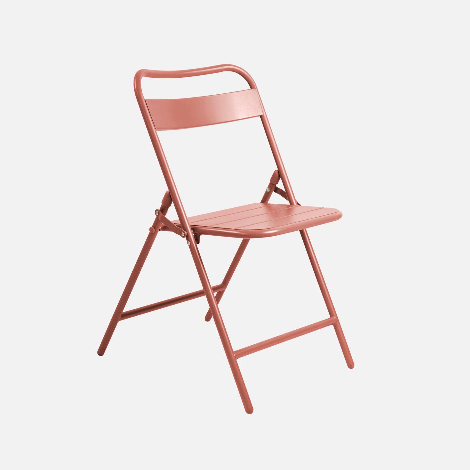 Table de jardin pliante métal + 6 assises terracotta, Amelia 141,2 x 80 x 72,5cm Photo5