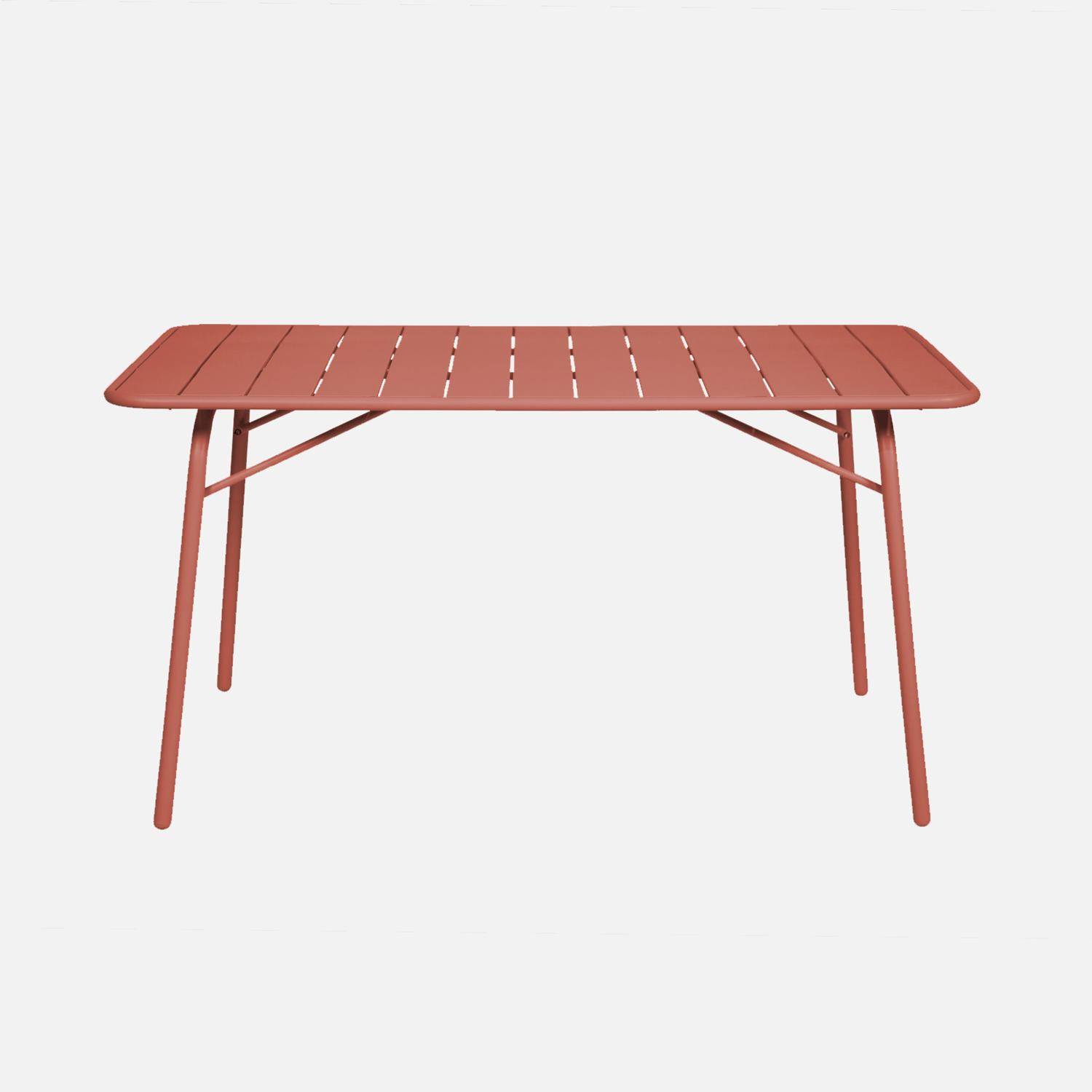 Table de jardin pliante métal + 6 assises terracotta, Amelia 141,2 x 80 x 72,5cm,sweeek,Photo3