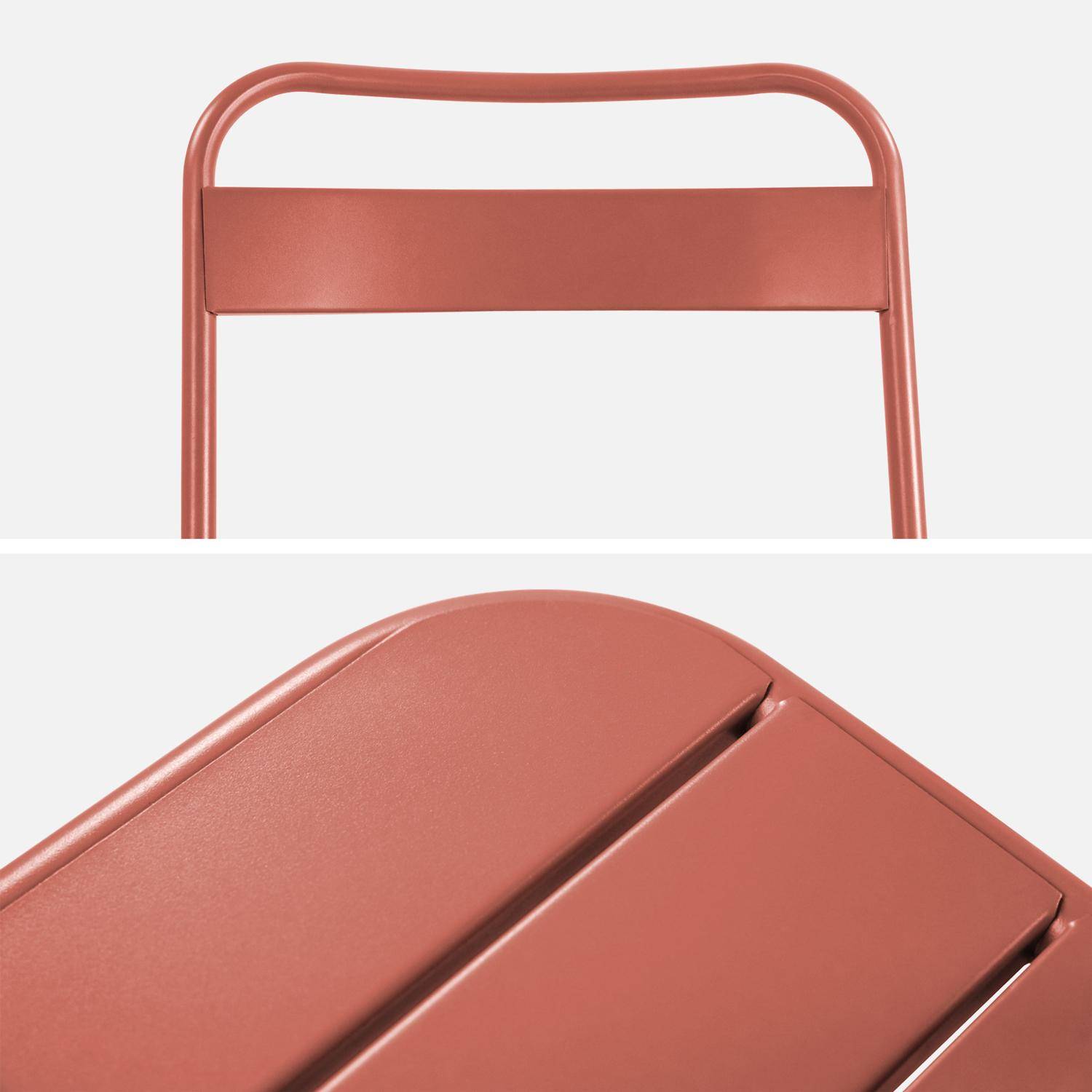 Table de jardin pliante métal + 6 assises terracotta, Amelia 141,2 x 80 x 72,5cm,sweeek,Photo6