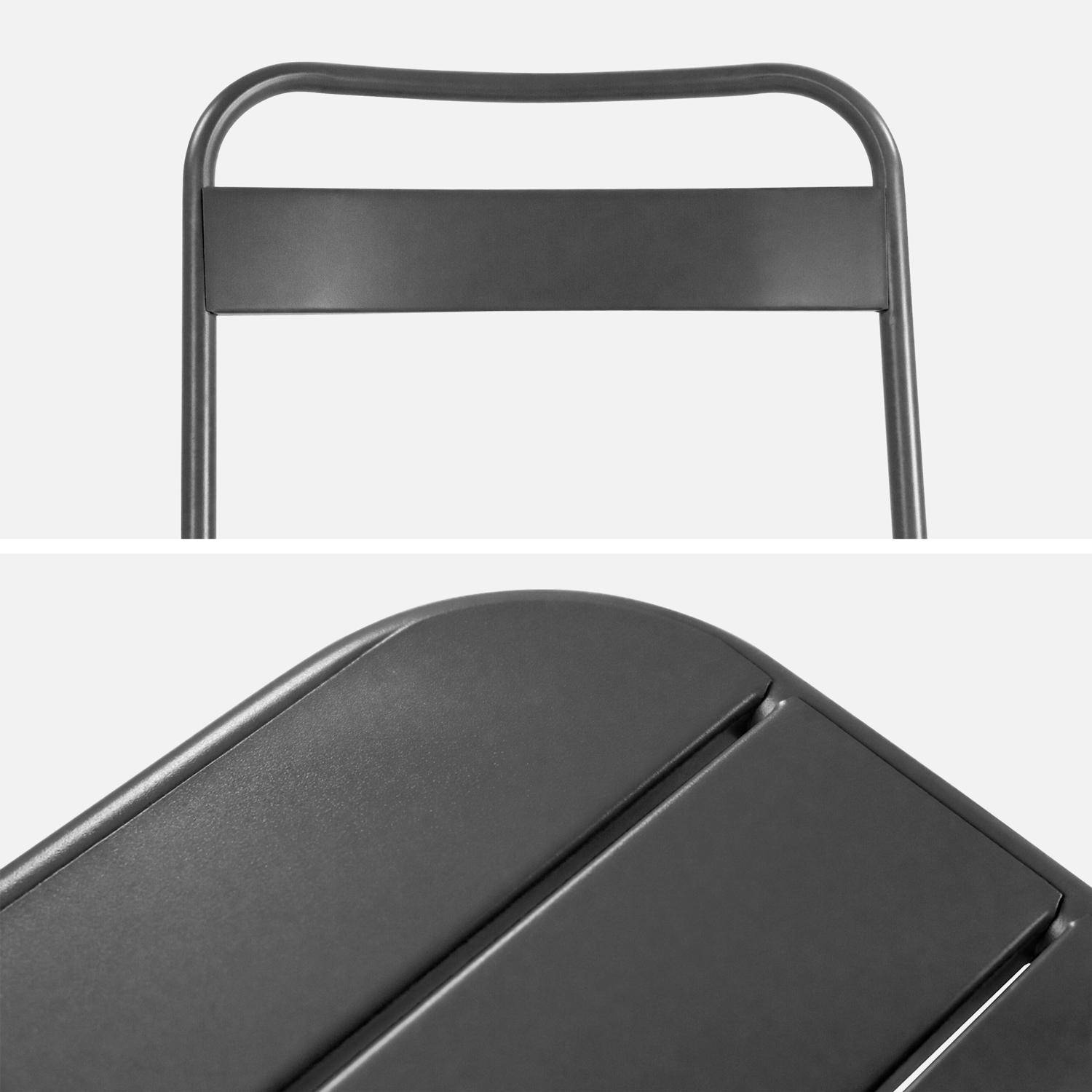 Table de jardin pliante métal + 6 assises anthracite, Amelia 141,2 x 80 x 72,5cm,sweeek,Photo6