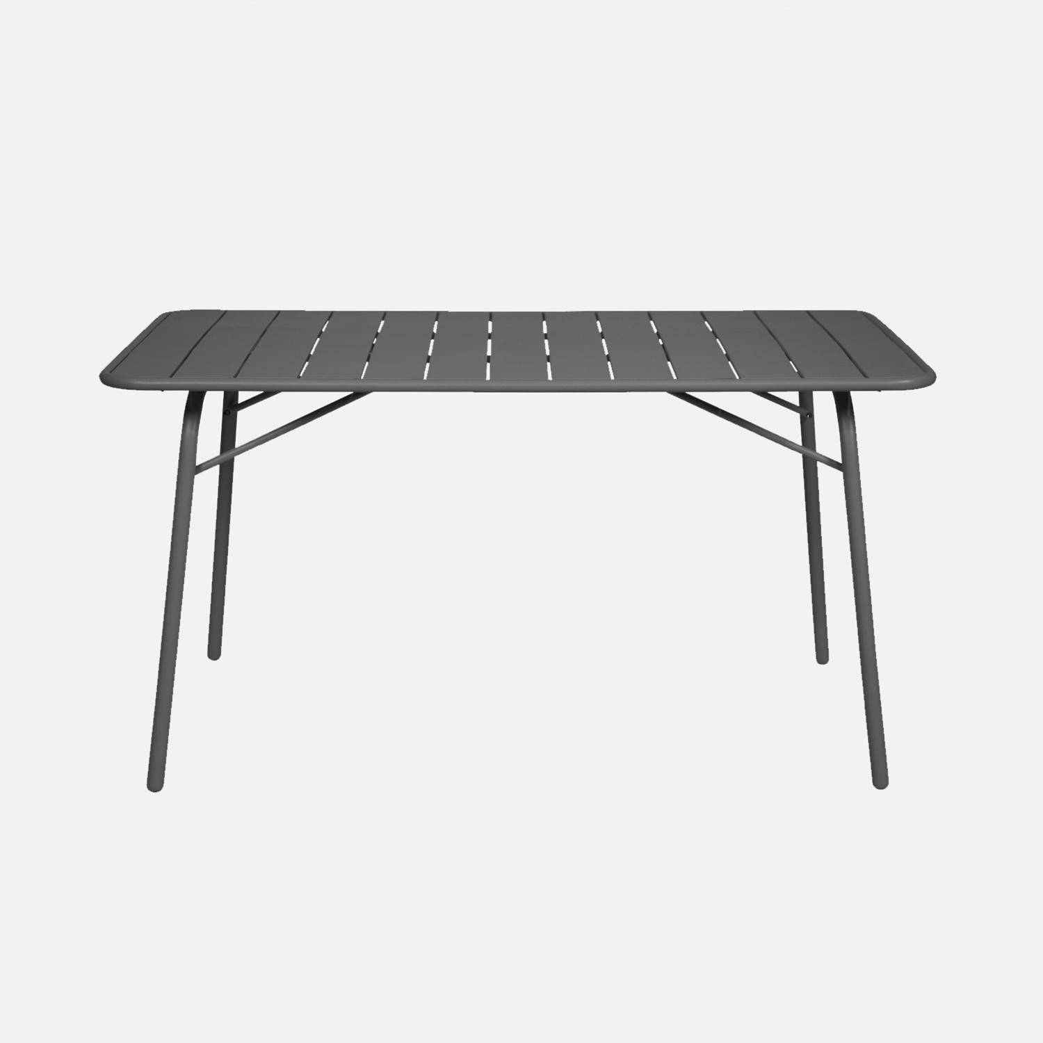 Table de jardin pliante métal + 6 assises anthracite, Amelia 141,2 x 80 x 72,5cm Photo3