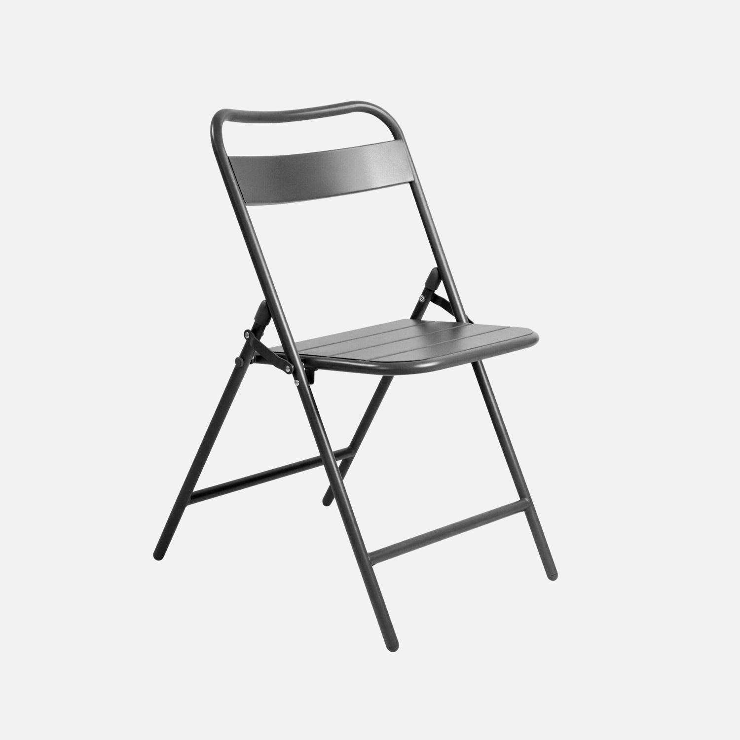 Table de jardin pliante métal + 6 assises anthracite, Amelia 141,2 x 80 x 72,5cm Photo5