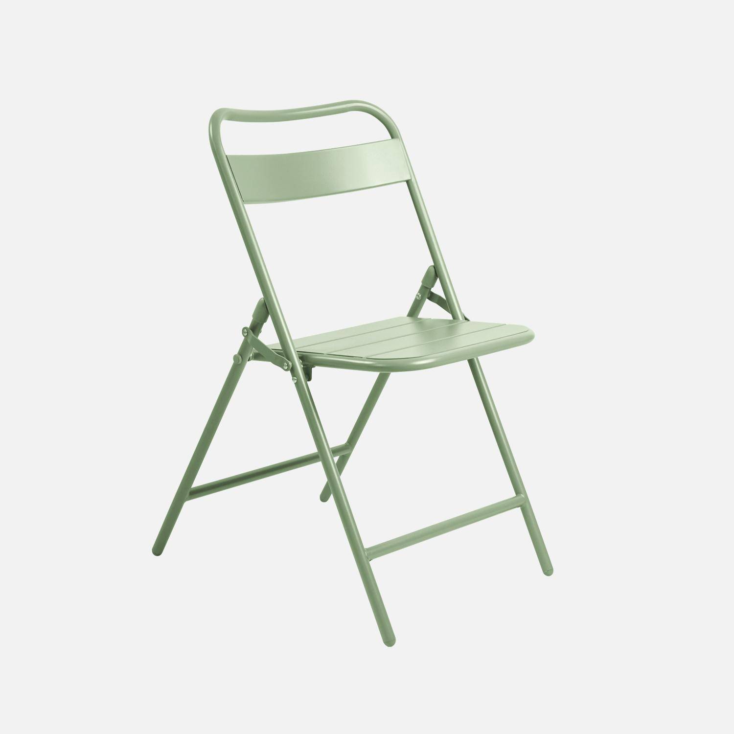 Table de jardin pliante métal + 6 assises vert, Amelia 141,2 x 80 x 72,5cm,sweeek,Photo8