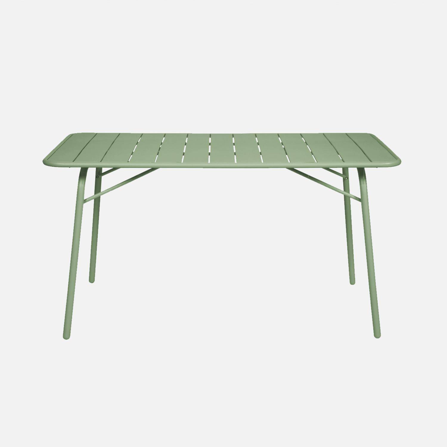 Table de jardin pliante métal + 6 assises vert, Amelia 141,2 x 80 x 72,5cm Photo6