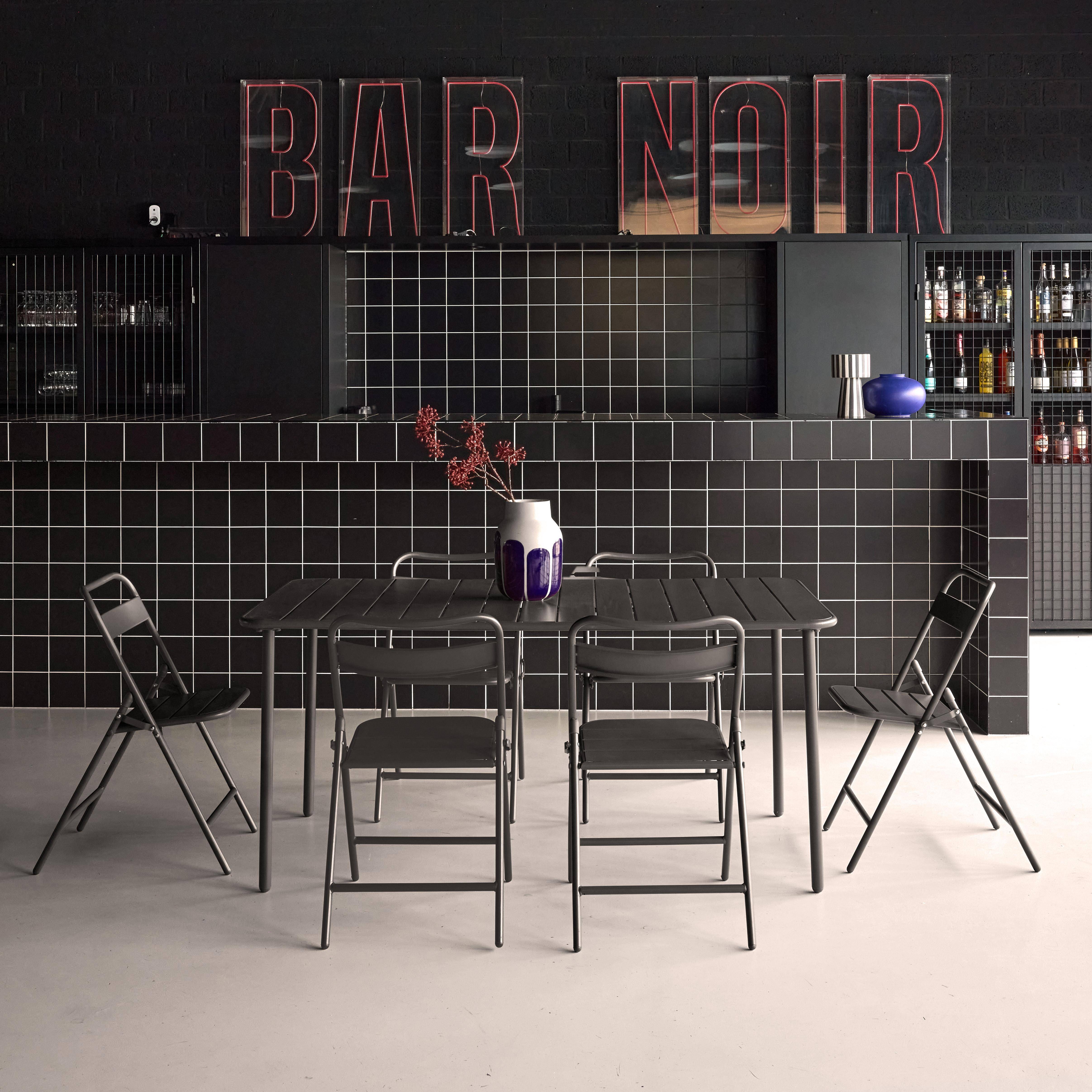 Set tavolo da giardino in metallo + 6 sedute Antracite - 160x90x72.5 cm Photo1