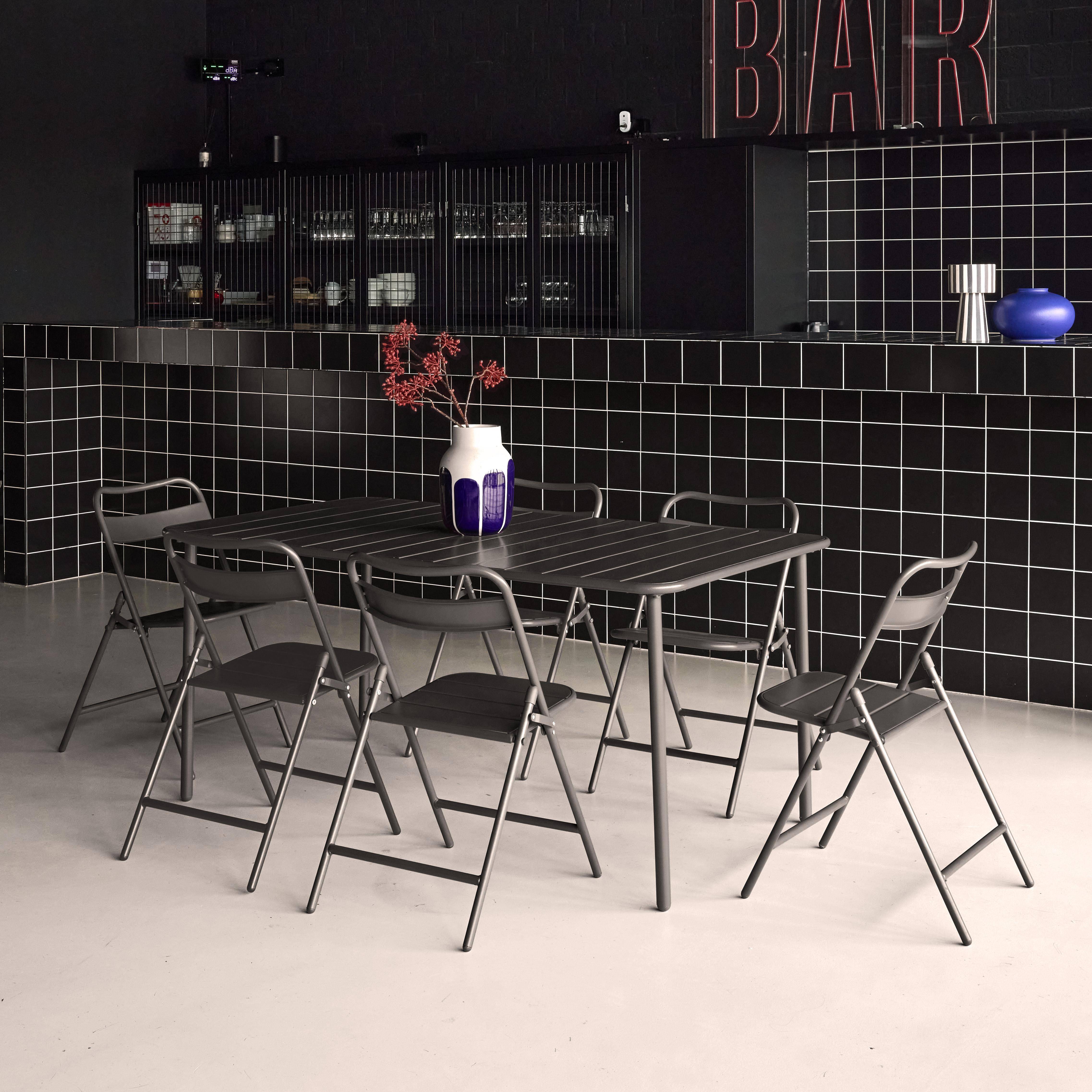 Set tavolo da giardino in metallo + 6 sedute Antracite - 160x90x72.5 cm Photo2