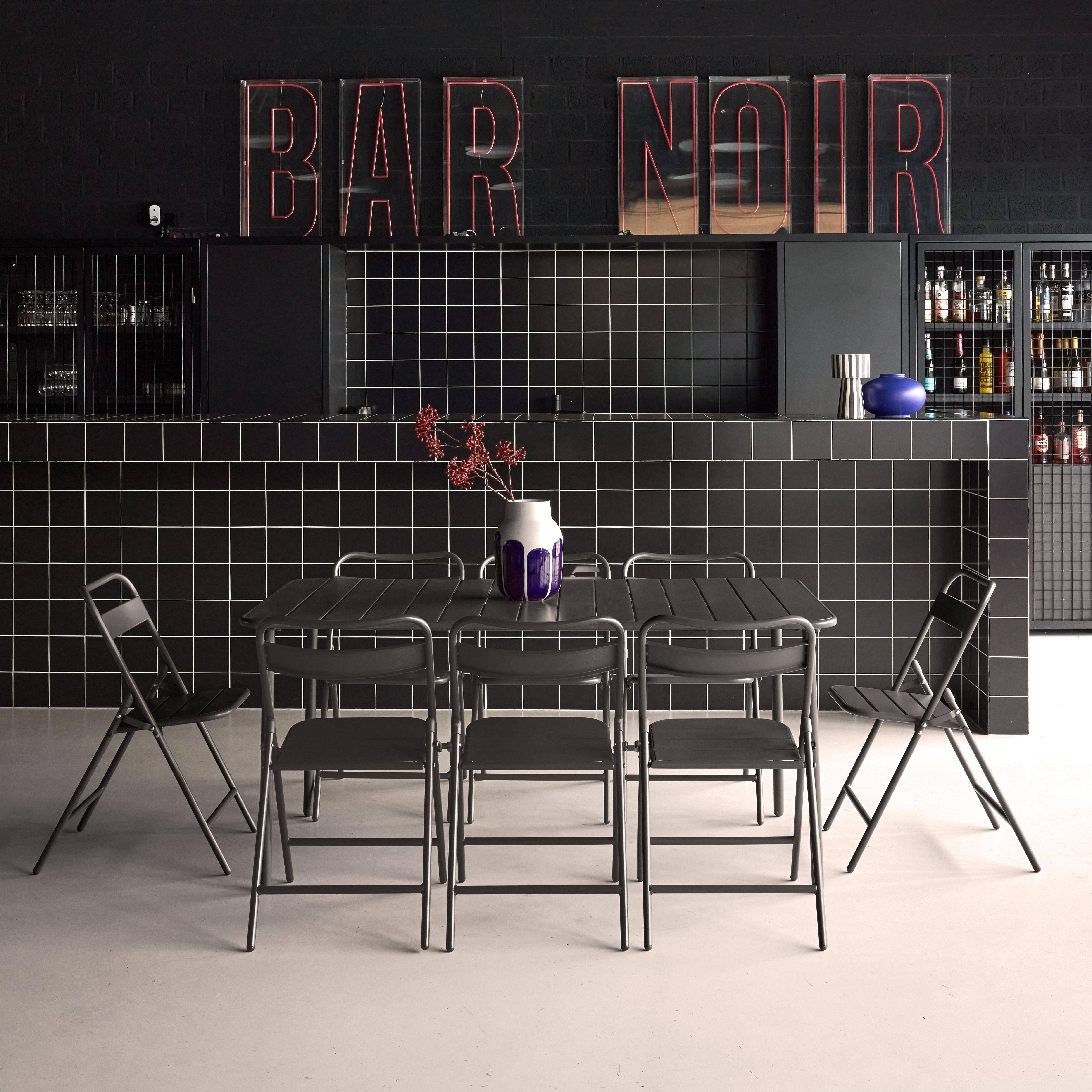 Set tavolo da giardino in metallo 8 sedute, 160cm Antracite - 160x90x72.5 cm,sweeek,Photo1