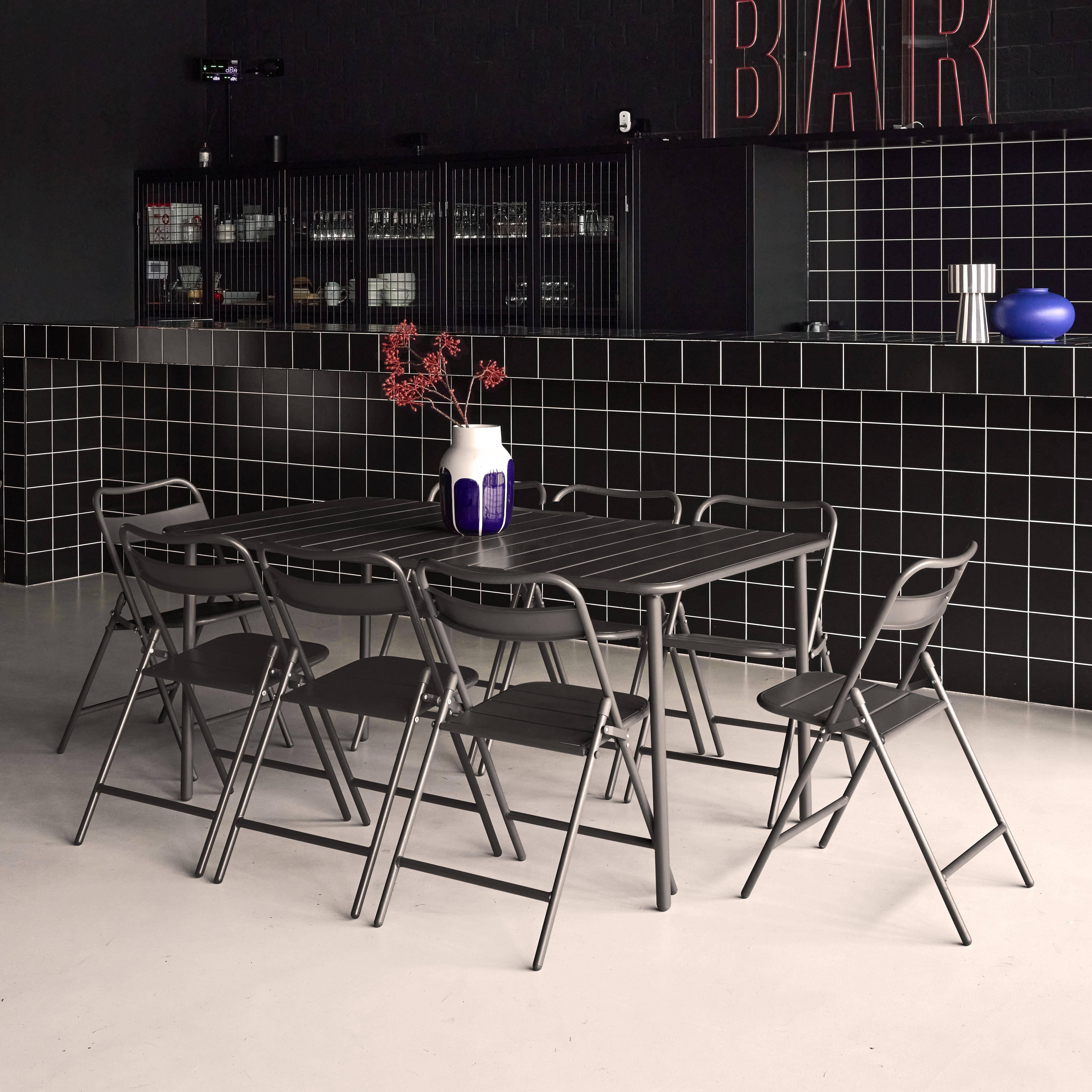 Set tavolo da giardino in metallo 8 sedute, 160cm Antracite - 160x90x72.5 cm,sweeek,Photo2