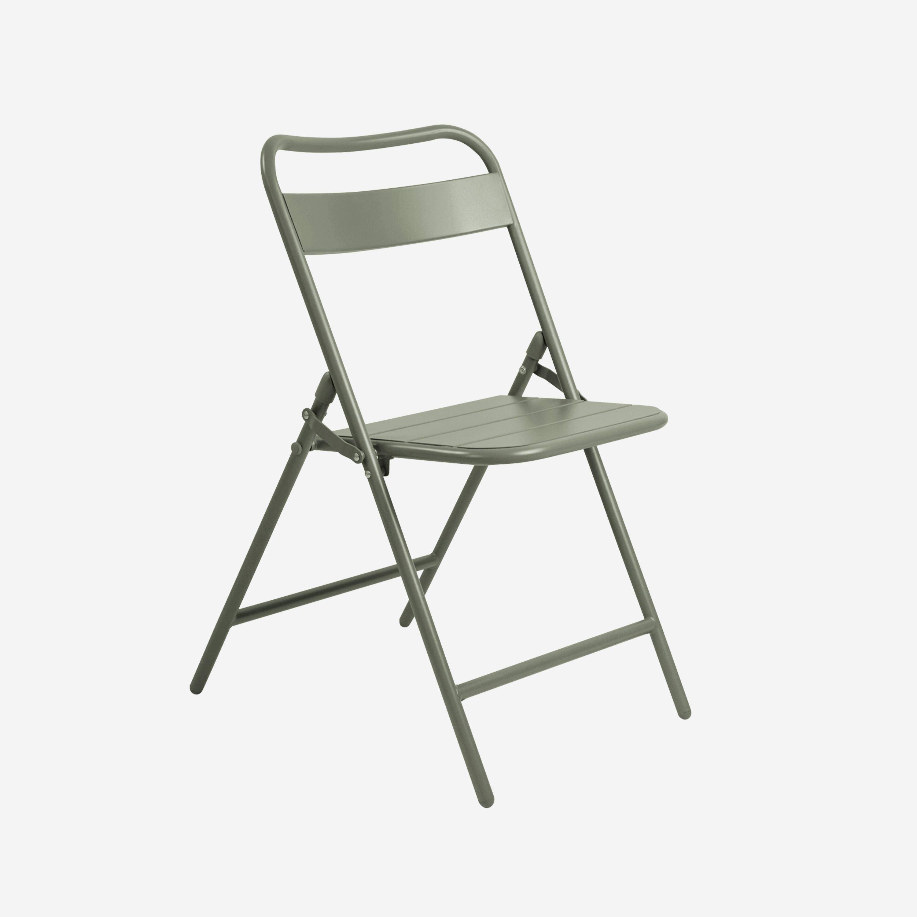 Metalen tuintafel + 4 opklapbare stoelen kaki 120 x 70 x 72,5cm - Amélia,sweeek,Photo5