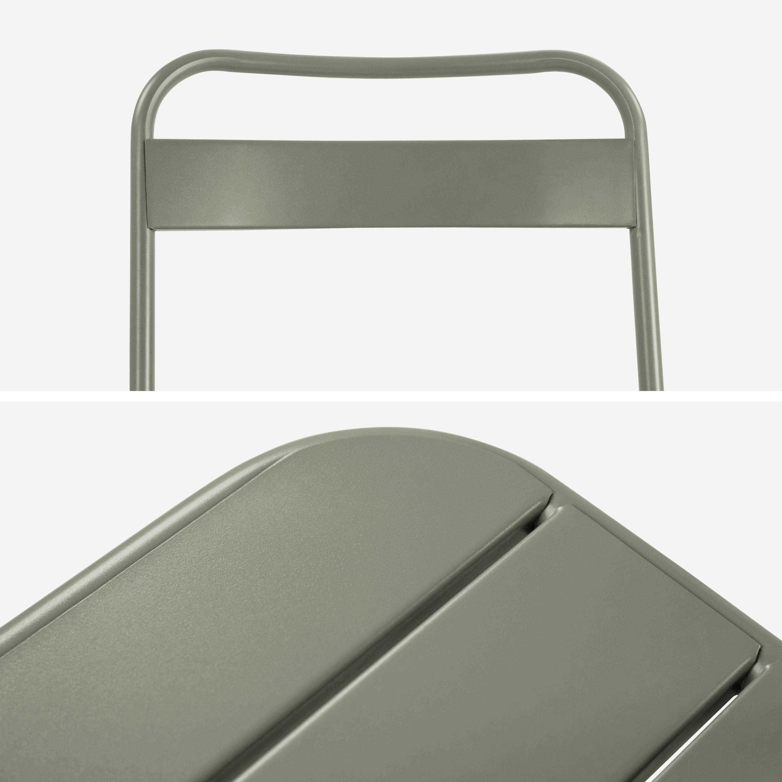 Metalen tuintafel + 4 opklapbare stoelen kaki 120 x 70 x 72,5cm - Amélia Photo6