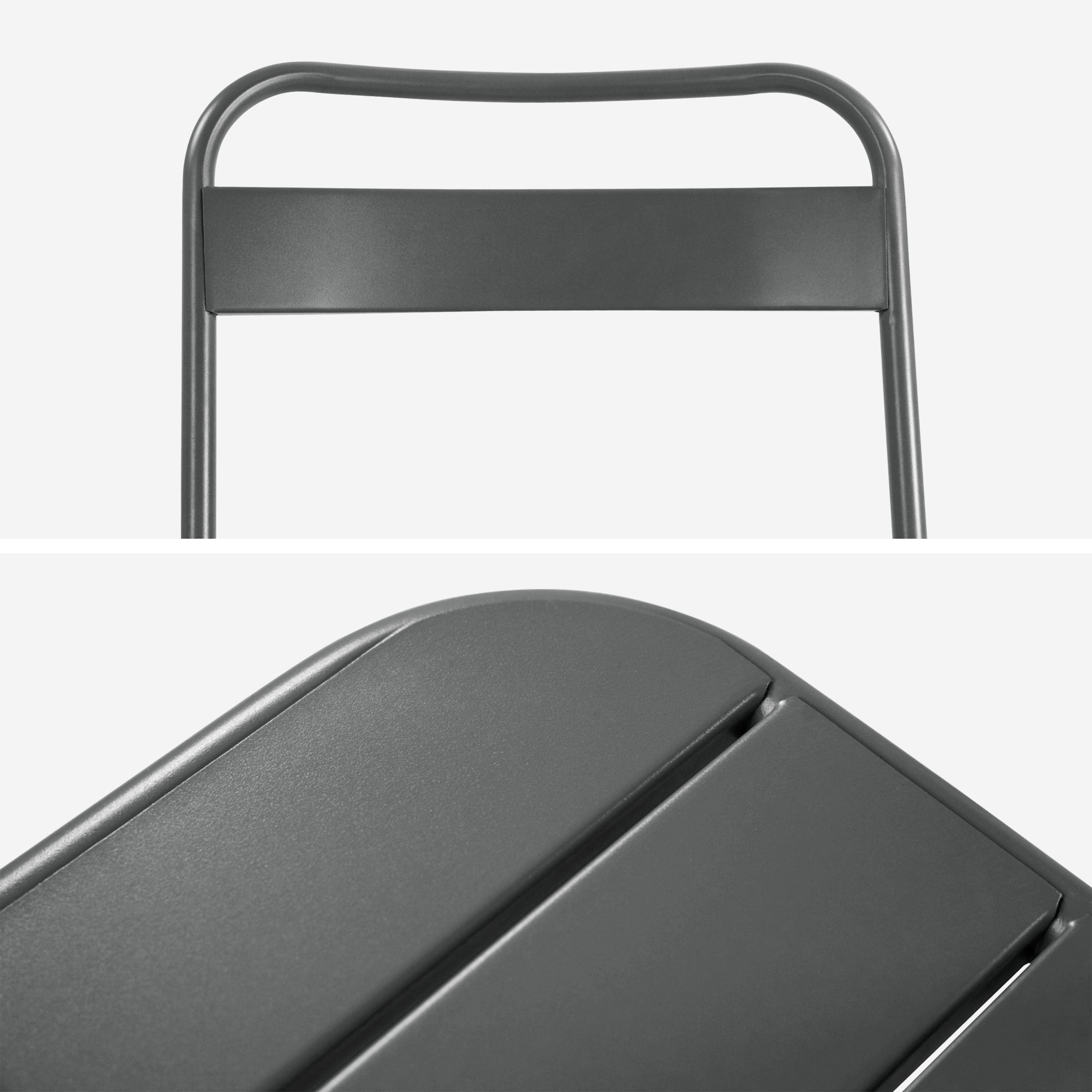 Metalen tuintafel + 4 opklapbare stoelen antraciet 120 x 70 x 72,5cm - Amélia Photo4