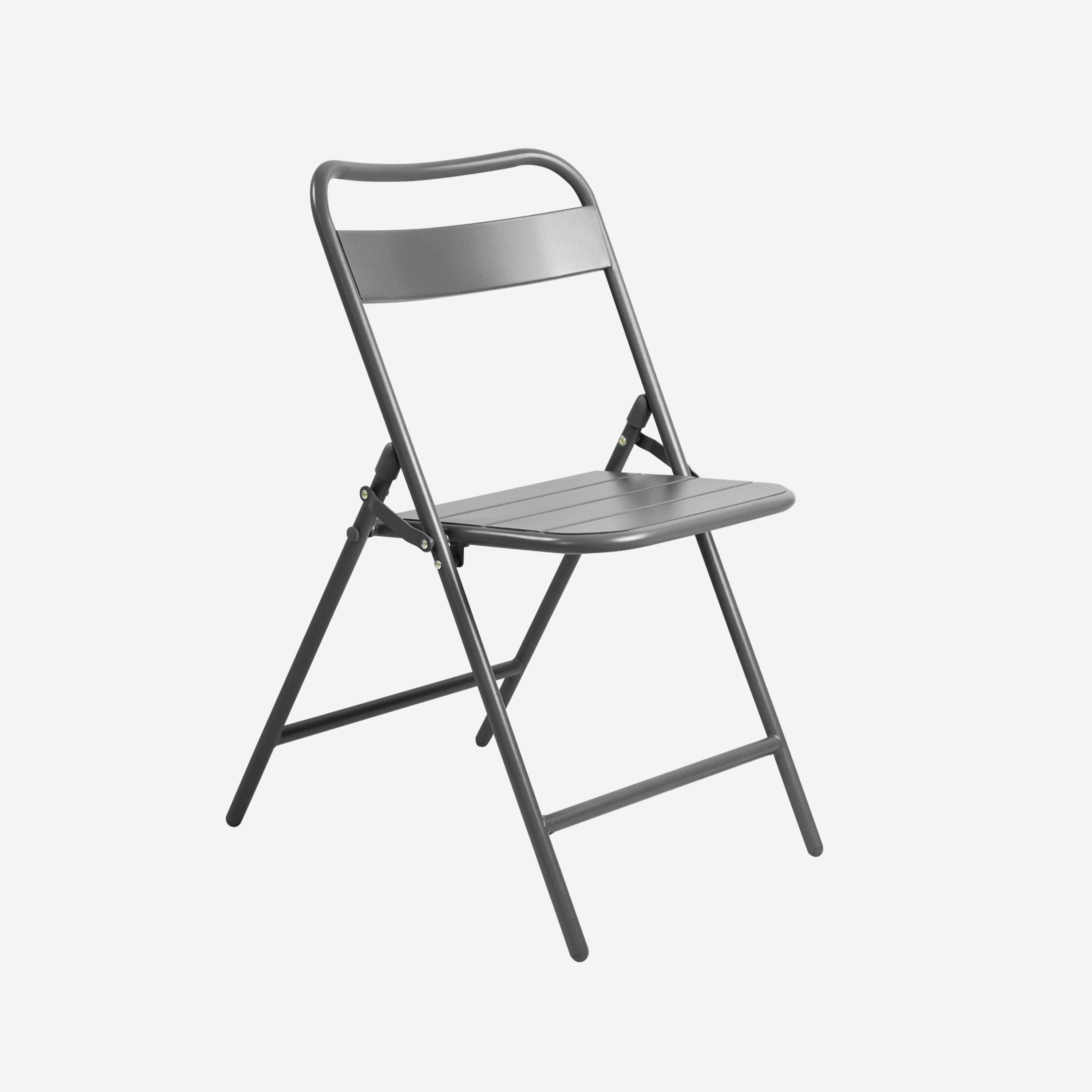 Metalen tuintafel + 4 opklapbare stoelen antraciet 120 x 70 x 72,5cm - Amélia Photo3