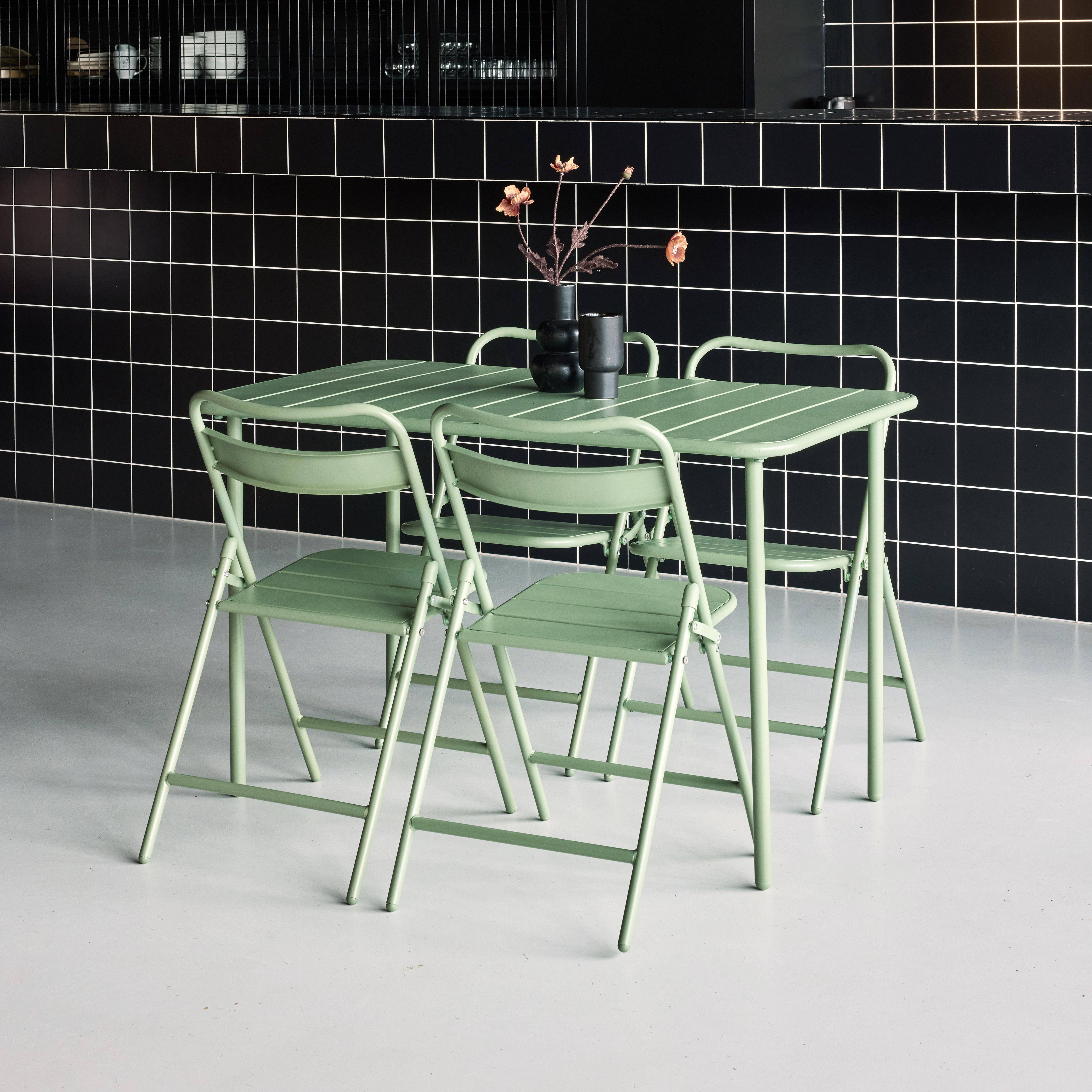 Tavolo da giardino in metallo 4 sedute, 120cm, Amélia, Verde, 120x70x72.5 cm Photo2