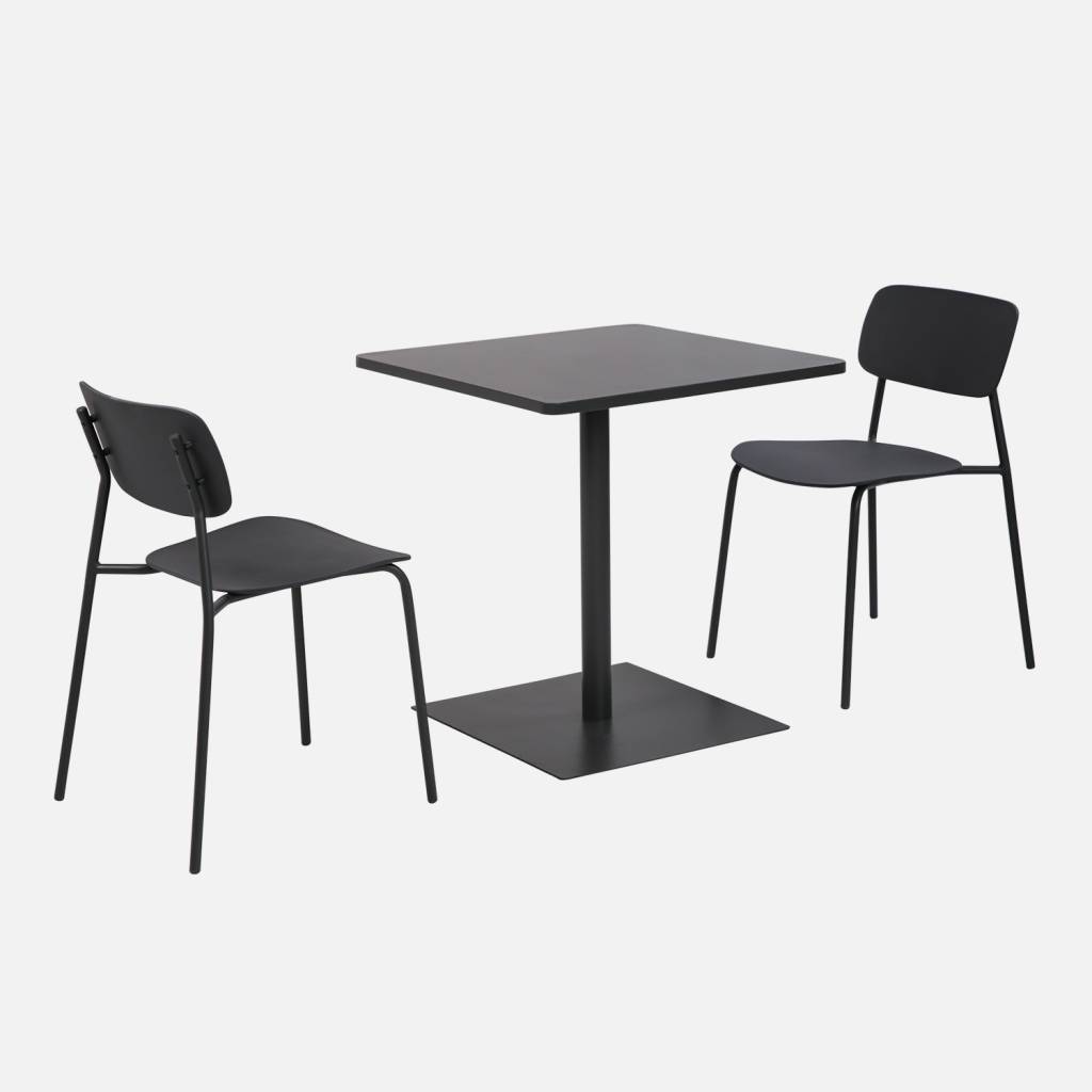 Table de jardin bistrot acier + 2 assises 70 cm anthracite