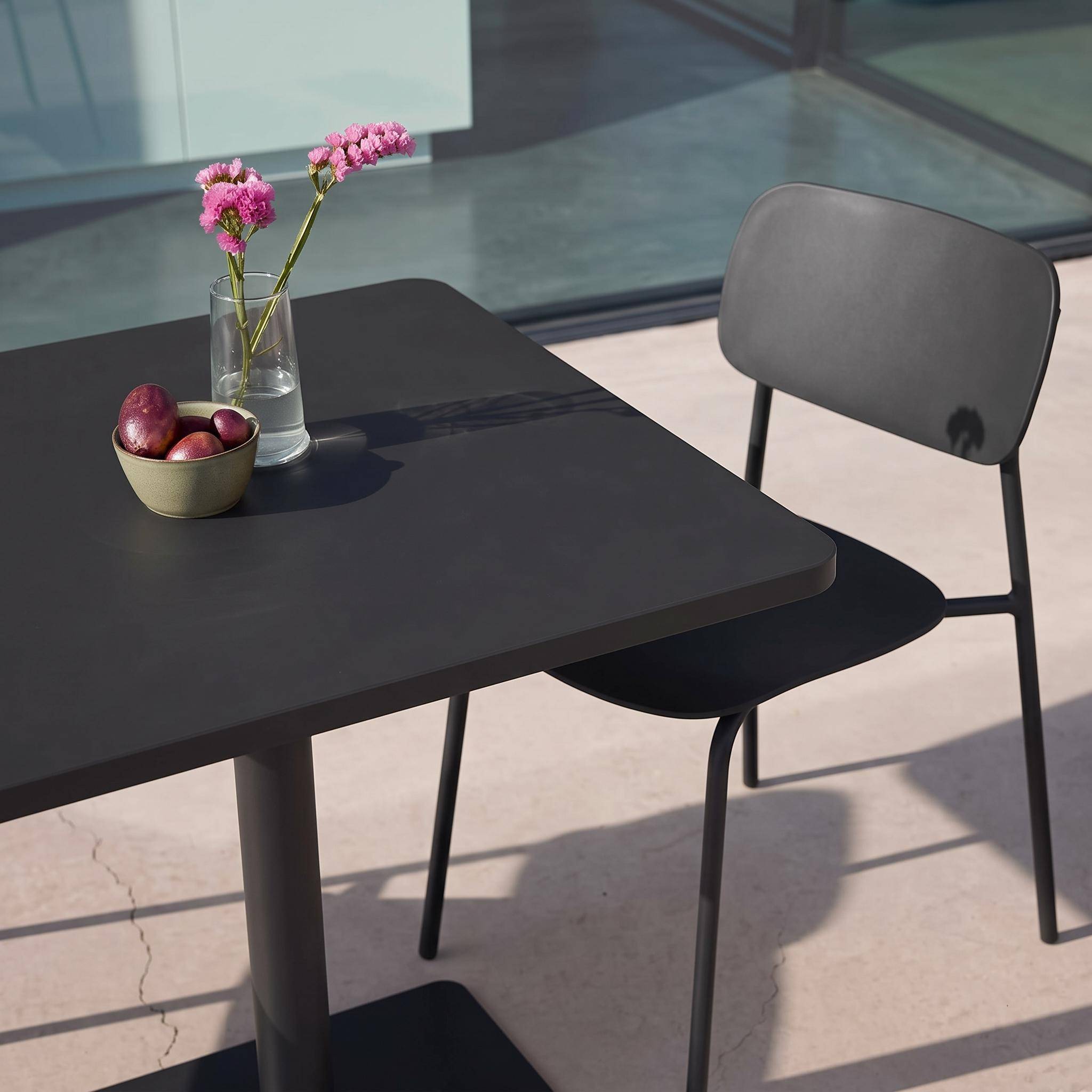 Conjunto de jardim com mesa bistrô quadrada de aço com 2 cadeiras Antracite - 70x70x73 cm Photo2