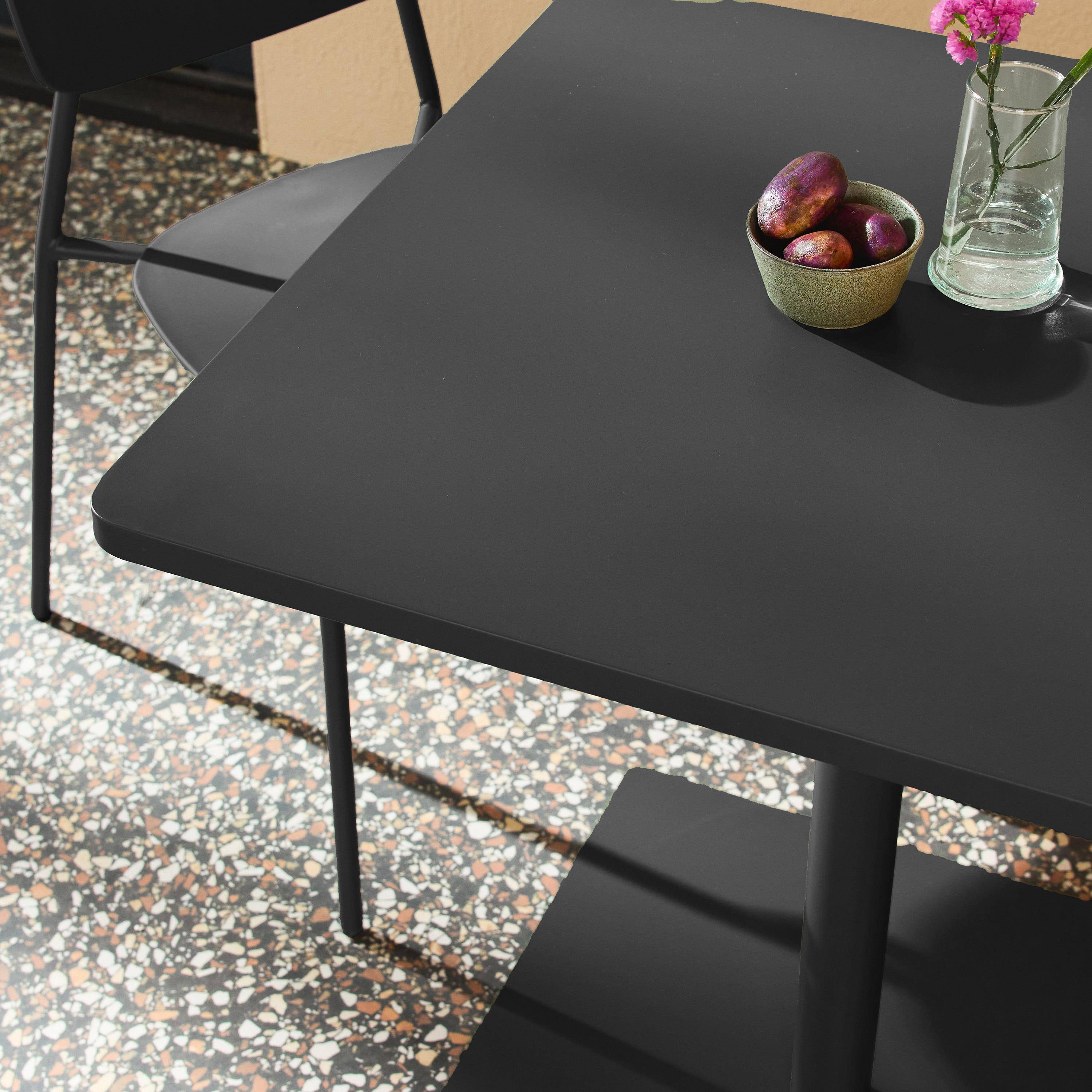 Mesa de jardín bistró cuadrada de acero con 2 sillas Antracita - 70x70x73 cm Photo3