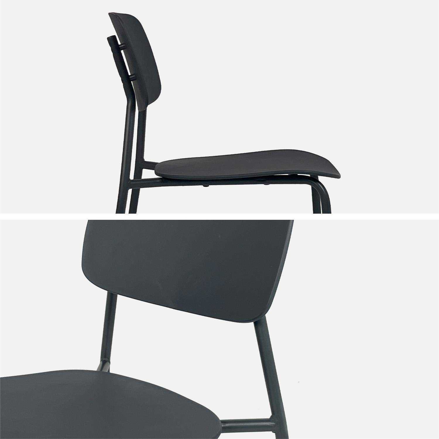 Table de jardin bistrot carré acier + 2 assises 70 cm anthracite - Orea + Liva,sweeek,Photo4