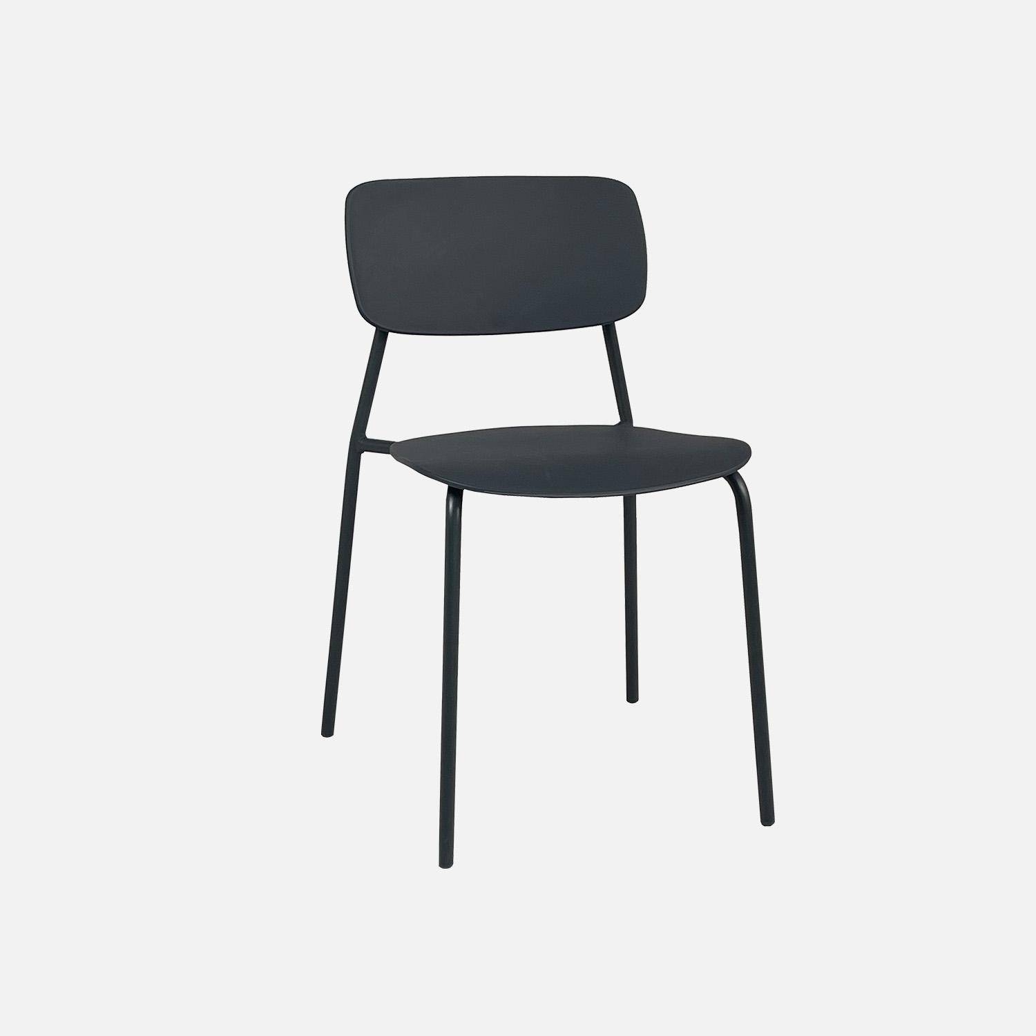 Table de jardin bistrot carré acier + 2 assises 70 cm anthracite - Orea + Liva Photo3