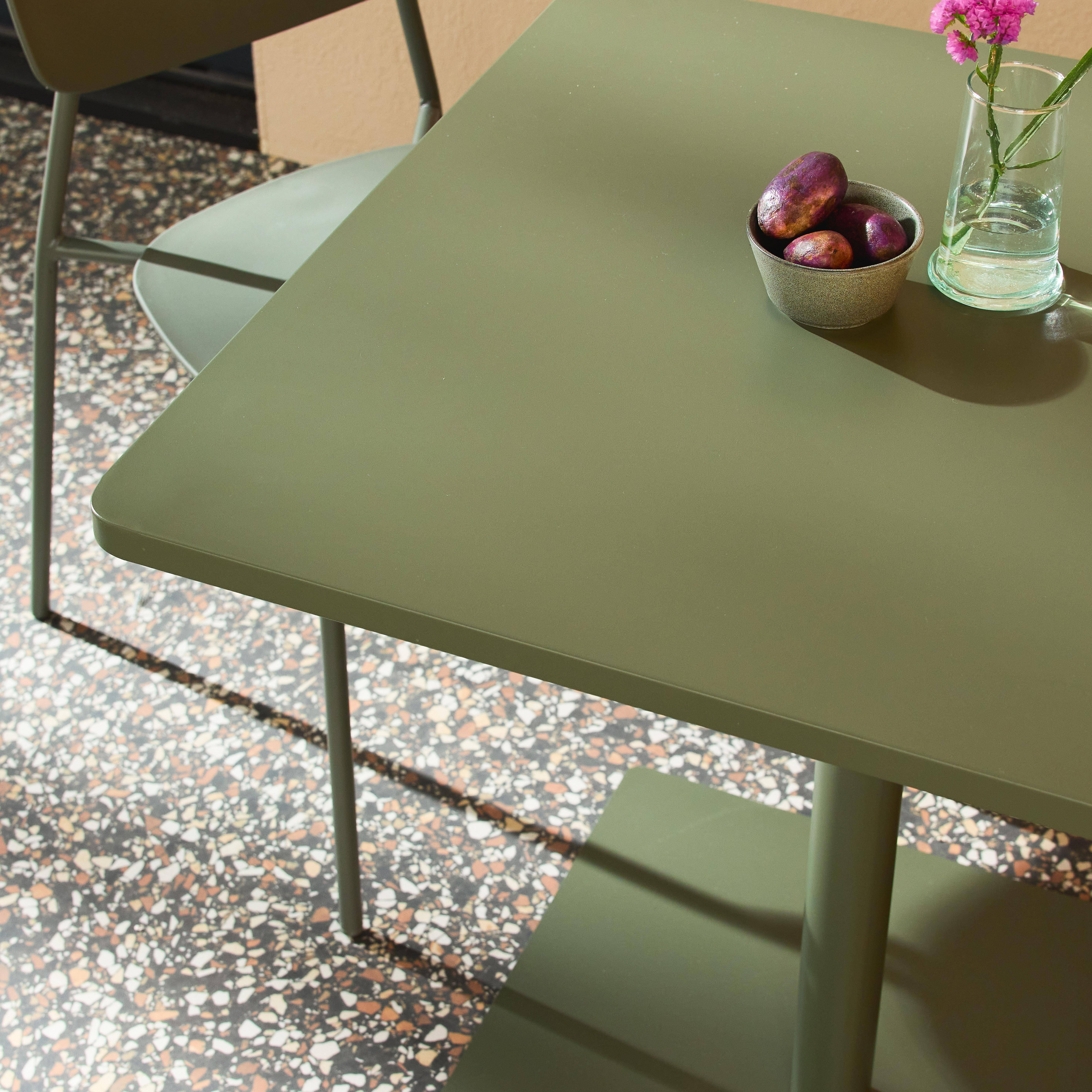 Set mesa de jardim bistrô quadrada de aço com 2 cadeiras Verde caqui - 70x70x73 cm Photo3
