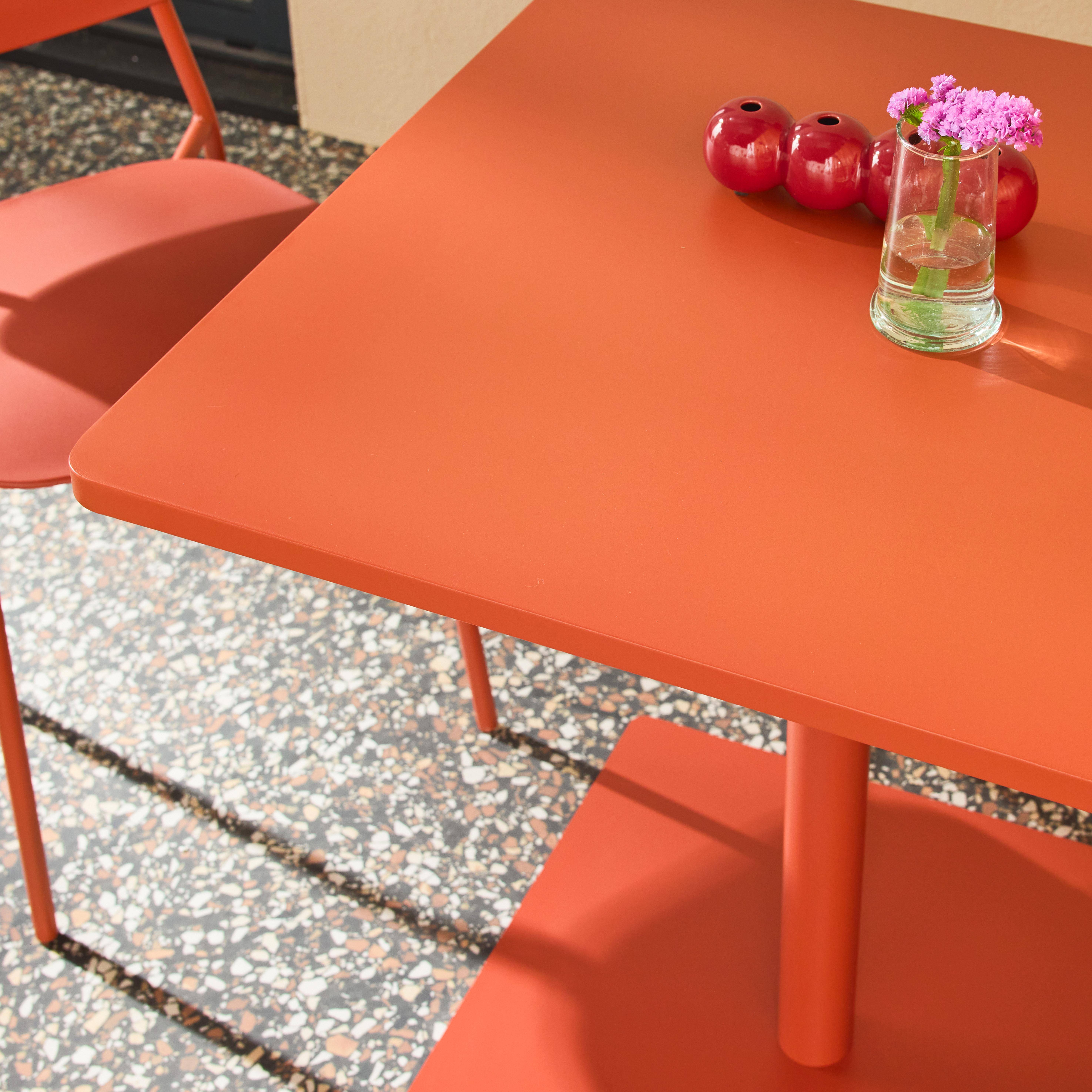 Set mesa de jardim bistrô quadrada de aço com 2 cadeiras Terracota - 70x70x73 cm,sweeek,Photo3