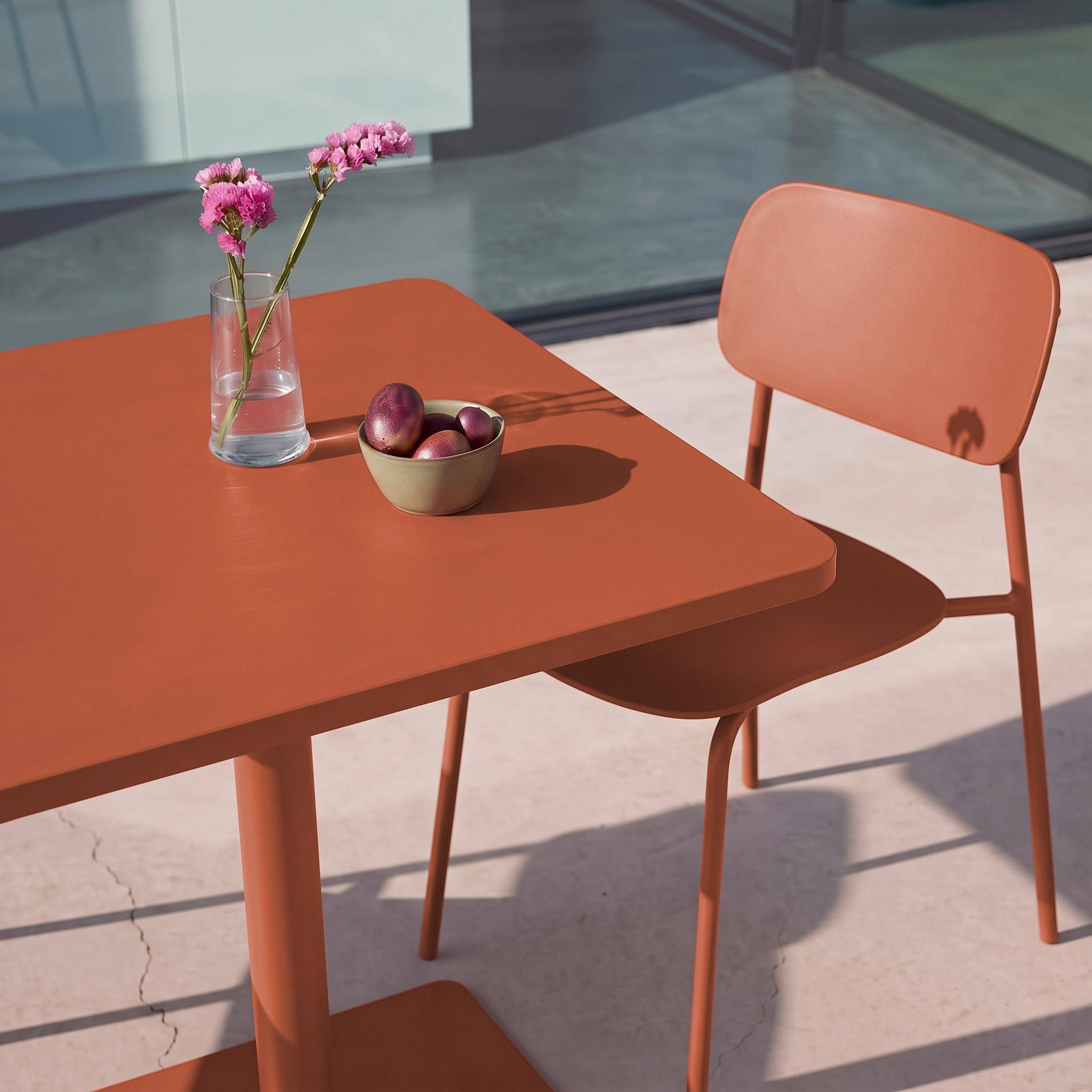 Conjunto de jardim com mesa bistrô quadrada de aço com 2 cadeiras Terracota - 70x70x73 cm,sweeek,Photo2