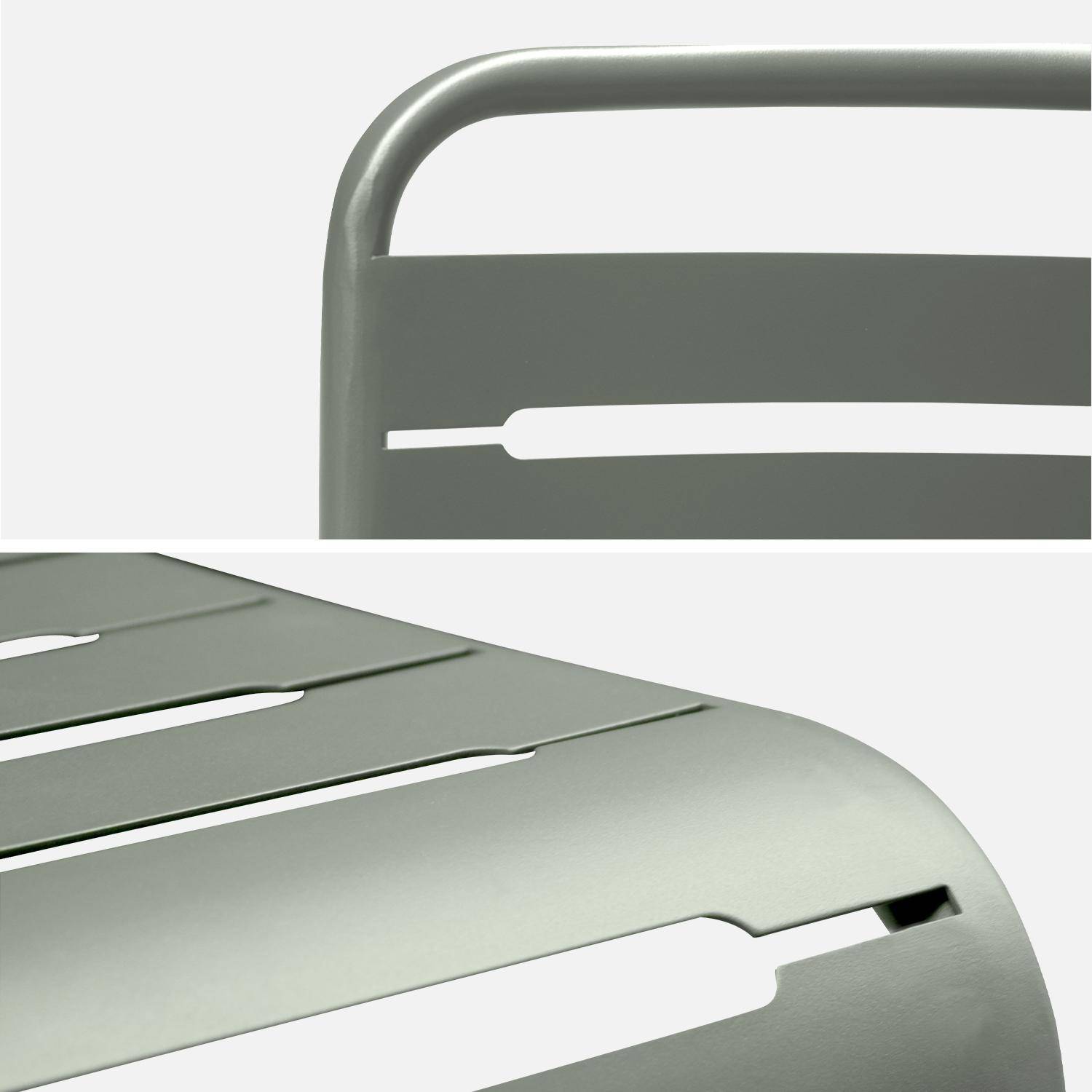 Table de jardin bistrot carré acier + 2 assises 70 cm kaki - Orea + Amélia,sweeek,Photo5