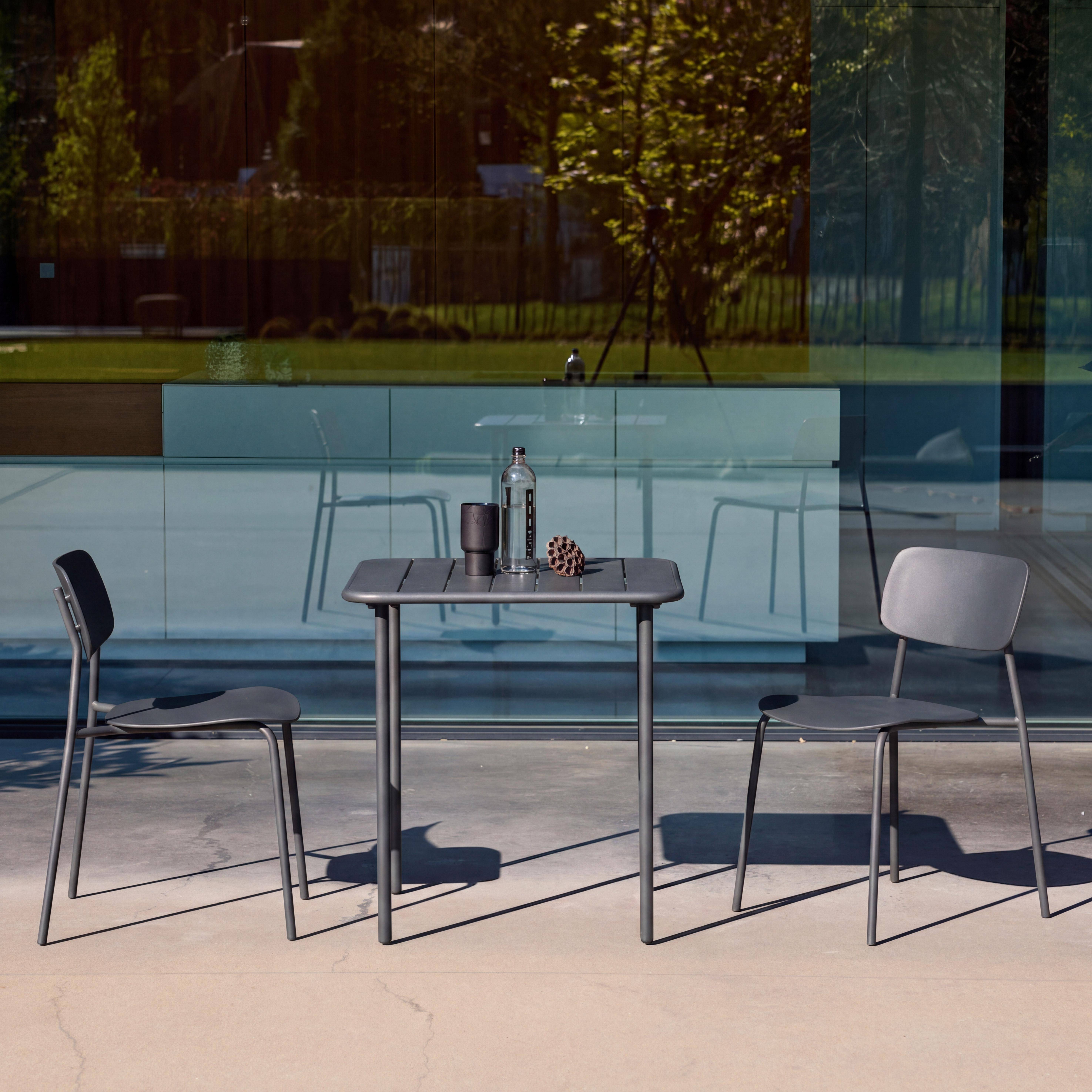 Tuintafel + 2 stoelen metaal 70 x 70cm antraciet - Amélia + Liva Photo1