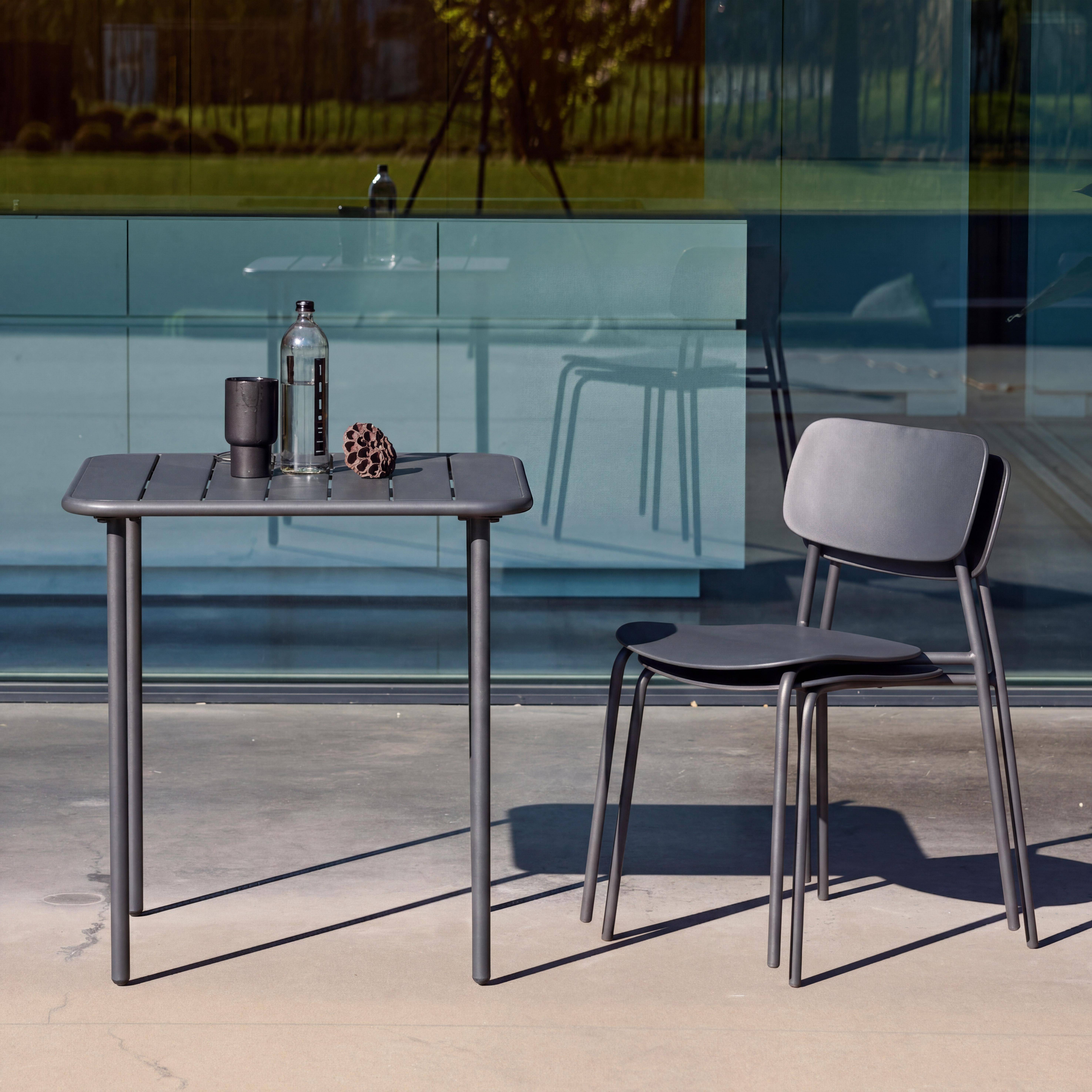 Tuintafel + 2 stoelen metaal 70 x 70cm antraciet - Amélia + Liva,sweeek,Photo2